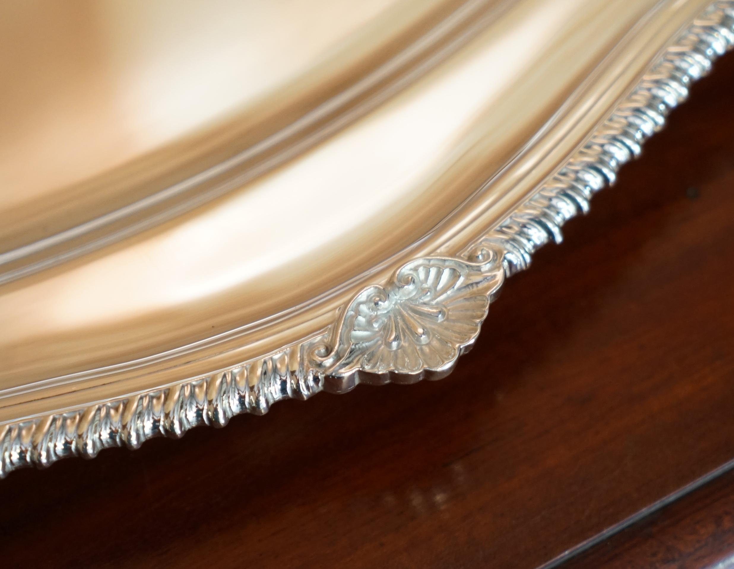 Huge 1971 Fully Restored Thick 2.3kgs Asprey London Sterling Silver Platter Tray For Sale 12