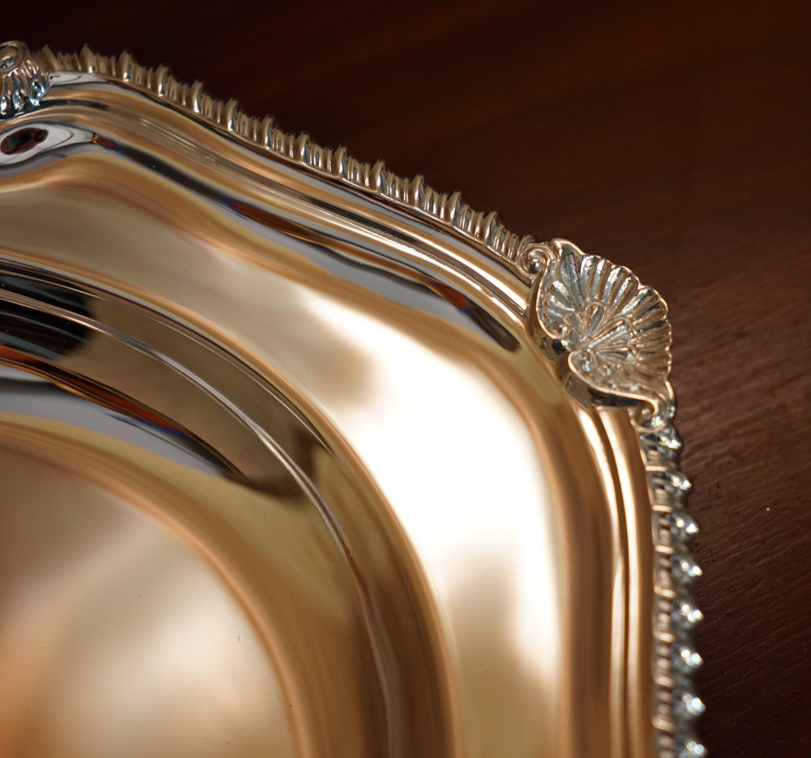 Enorme bandeja de plata de ley Asprey London de 1971 totalmente restaurada de 2,3 kg de grosor en venta 11