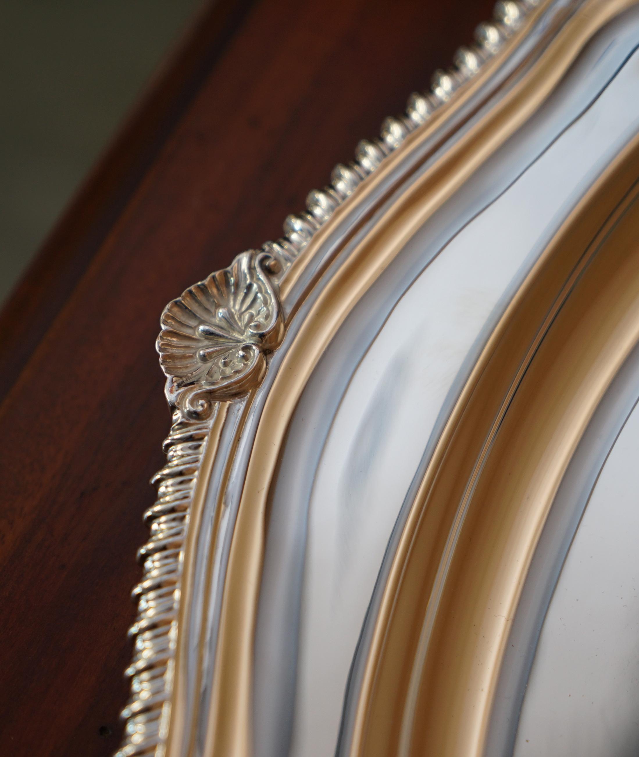 Huge 1971 Fully Restored Thick 2.3kgs Asprey London Sterling Silver Platter Tray For Sale 14