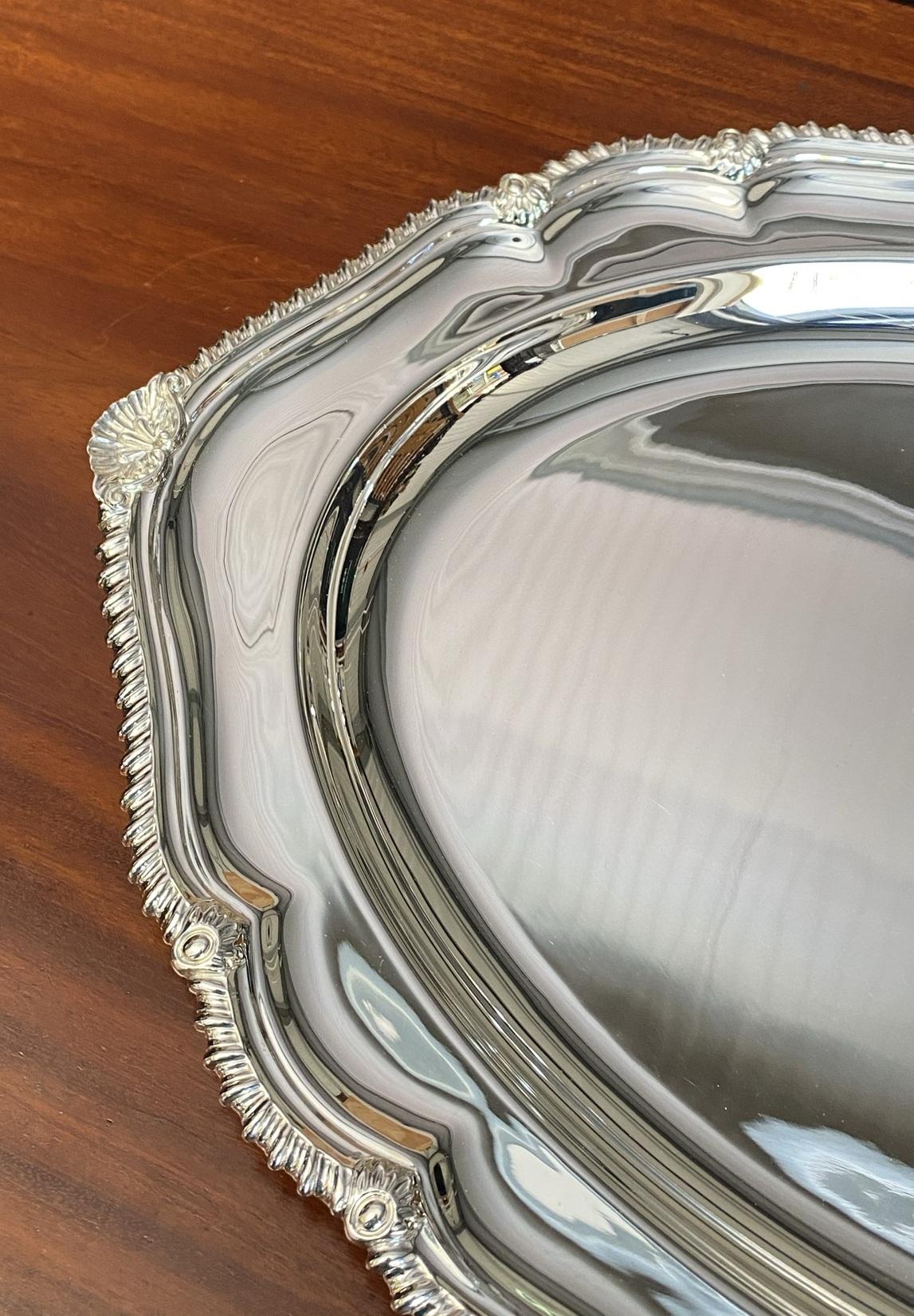 Late 20th Century Huge 1971 Fully Restored Thick 2.3kgs Asprey London Sterling Silver Platter Tray For Sale