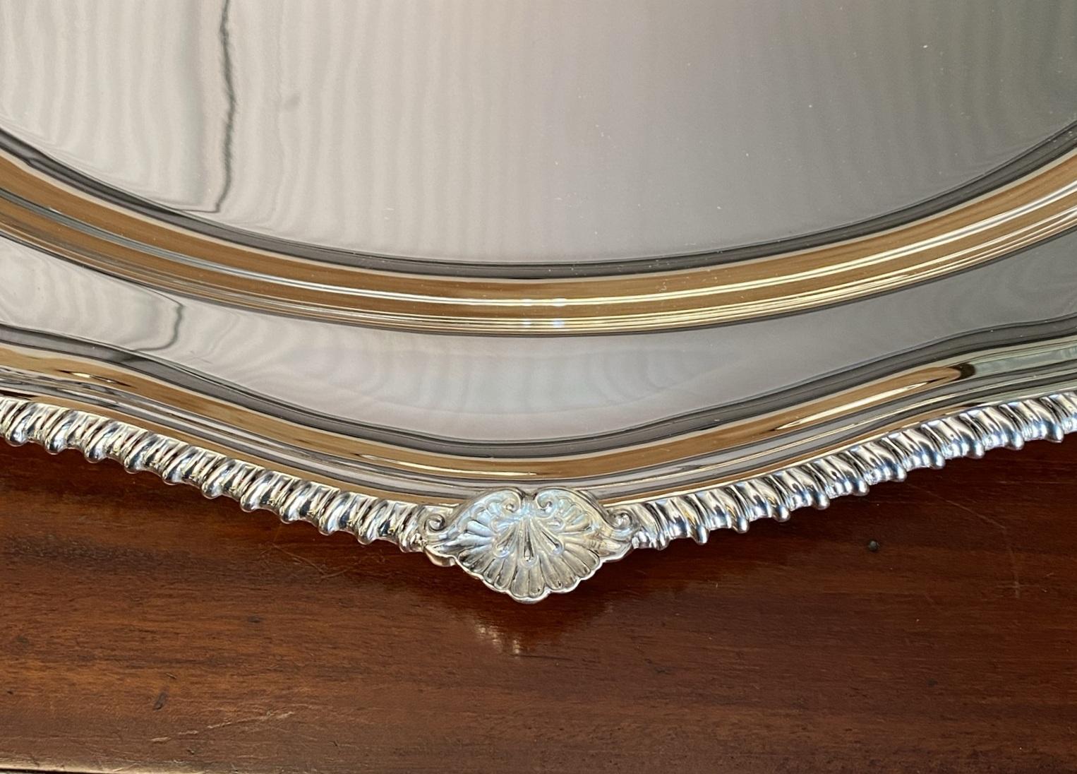 Huge 1971 Fully Restored Thick 2.3kgs Asprey London Sterling Silver Platter Tray For Sale 1