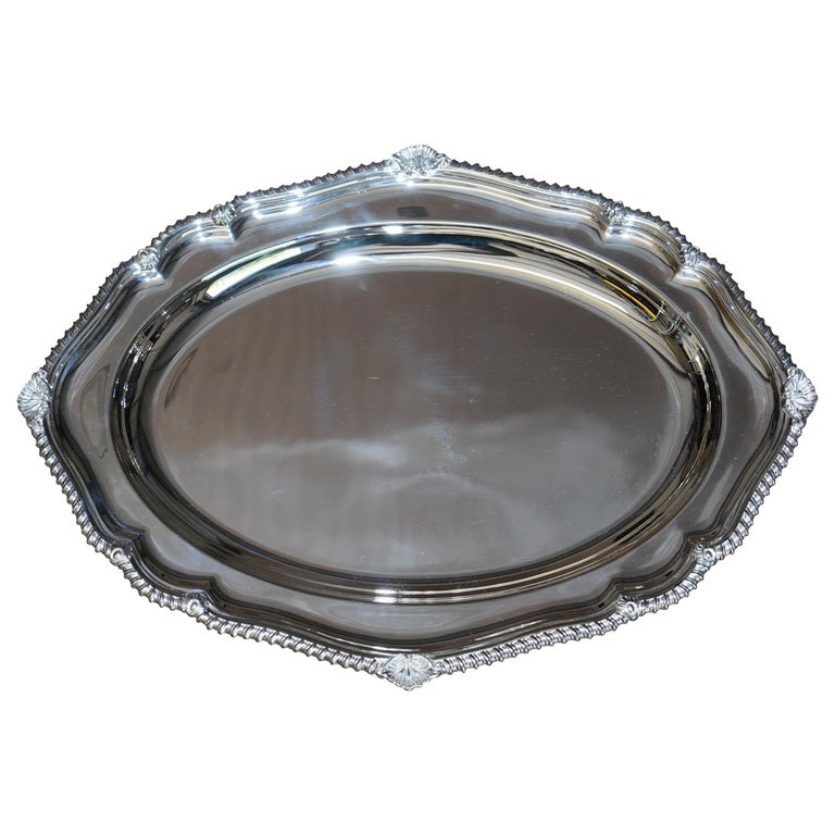 Huge 1971 Fully Restored Thick 2.3kgs Asprey London Sterling Silver Platter  Tray For Sale at 1stDibs