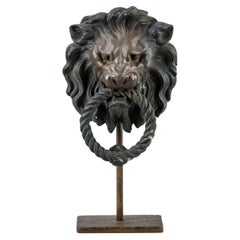 Huge 19th Century Bronze Lion Mask Chateau Door Knocker