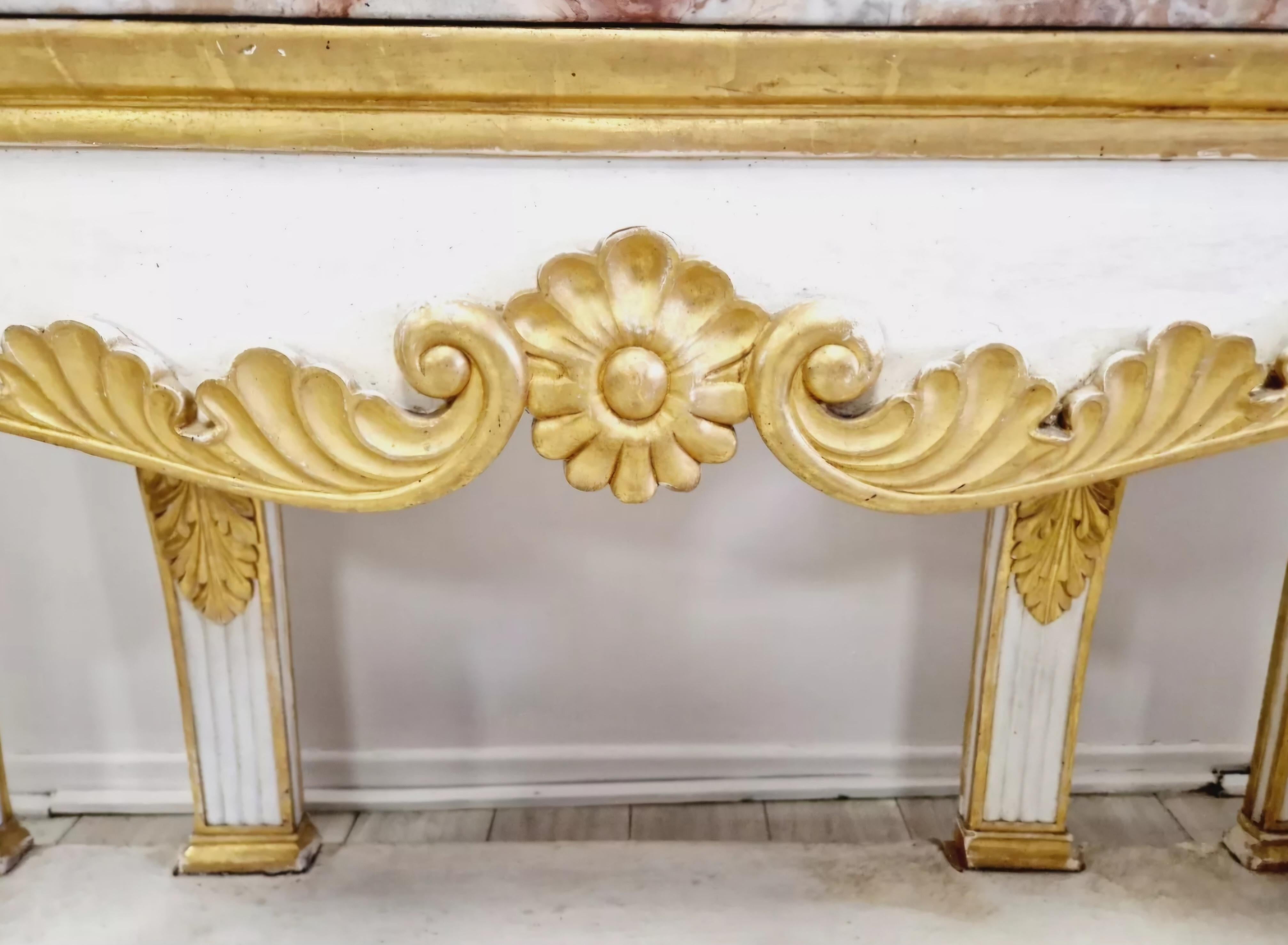 Baroque Huge 19th Century French Console Table with Marble Top en vente