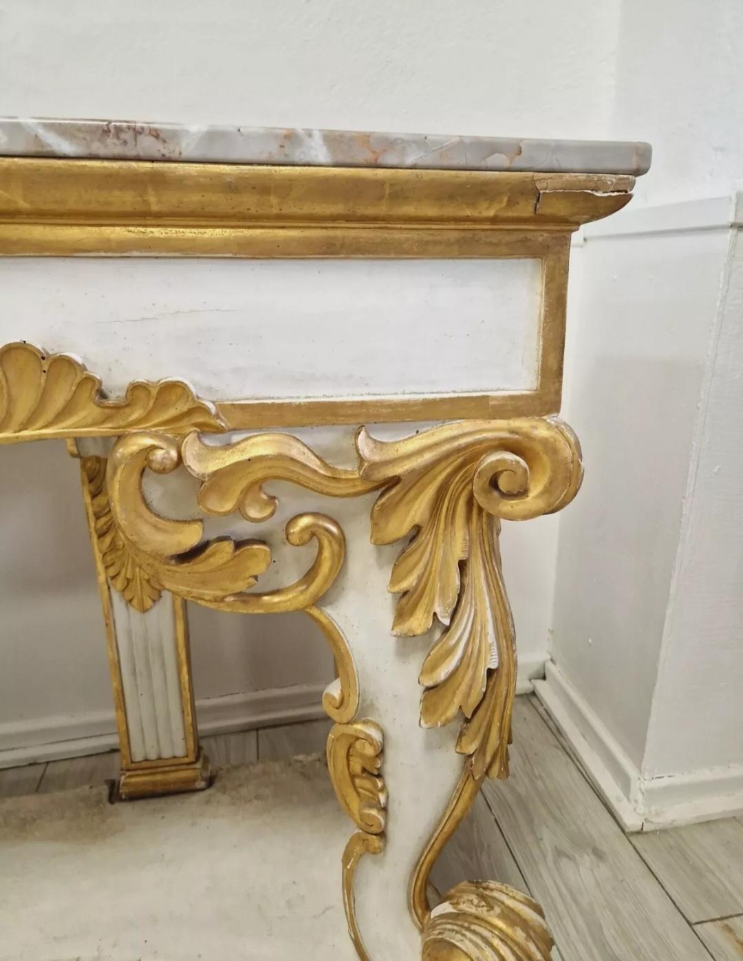 Doré Huge 19th Century French Console Table with Marble Top en vente