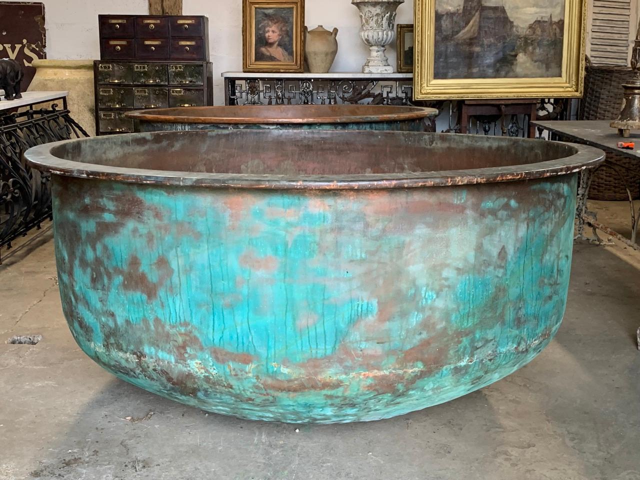 A huge 19th century copper cheese vat from the south of France. This will make a great garden feature as a planter or water feature.