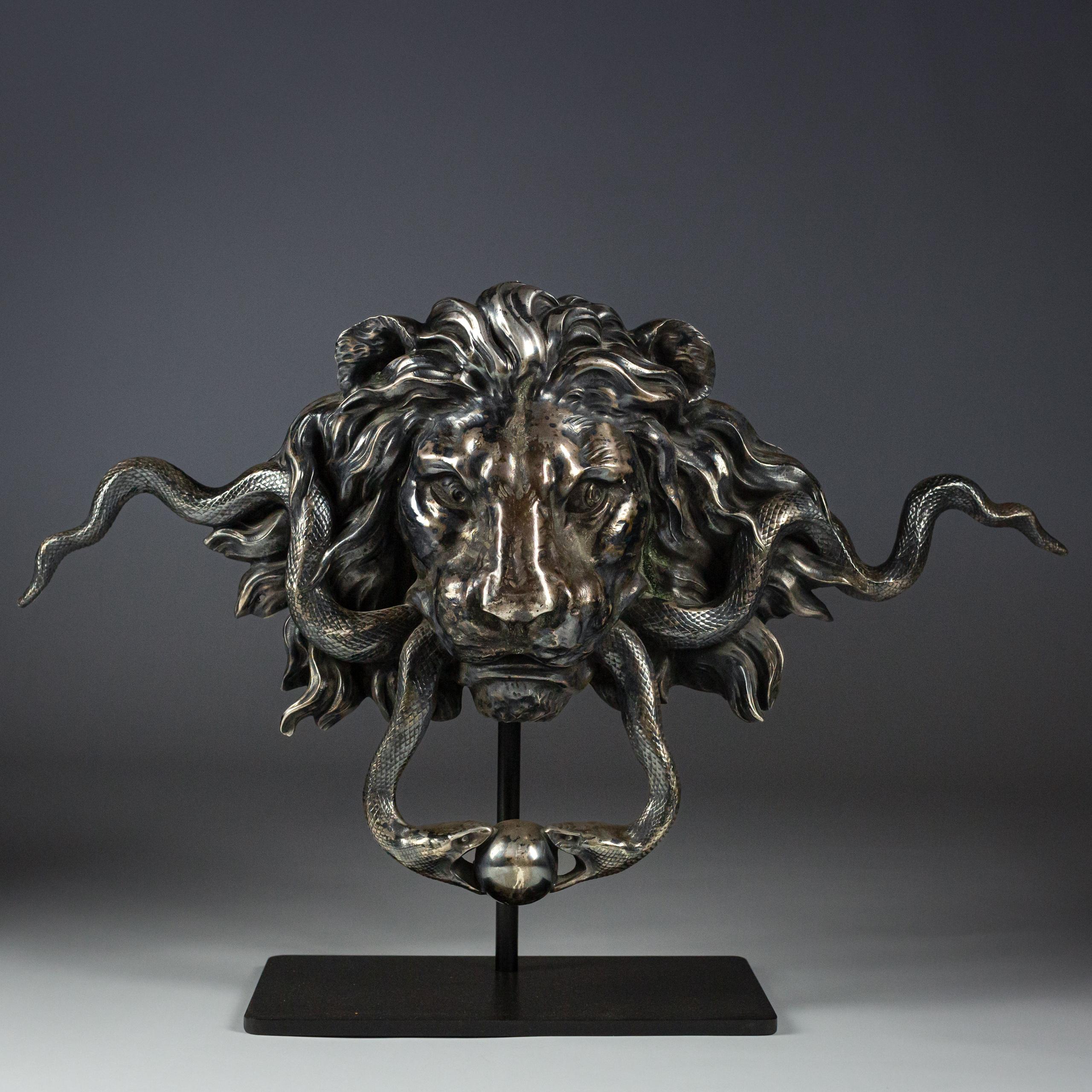 Italian Huge 19th Century Lion Mask & Serpent Door Handle
