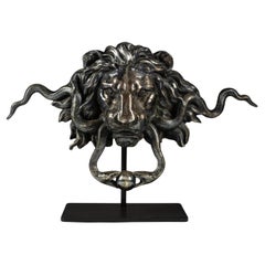 Huge 19th Century Lion Mask & Serpent Door Handle