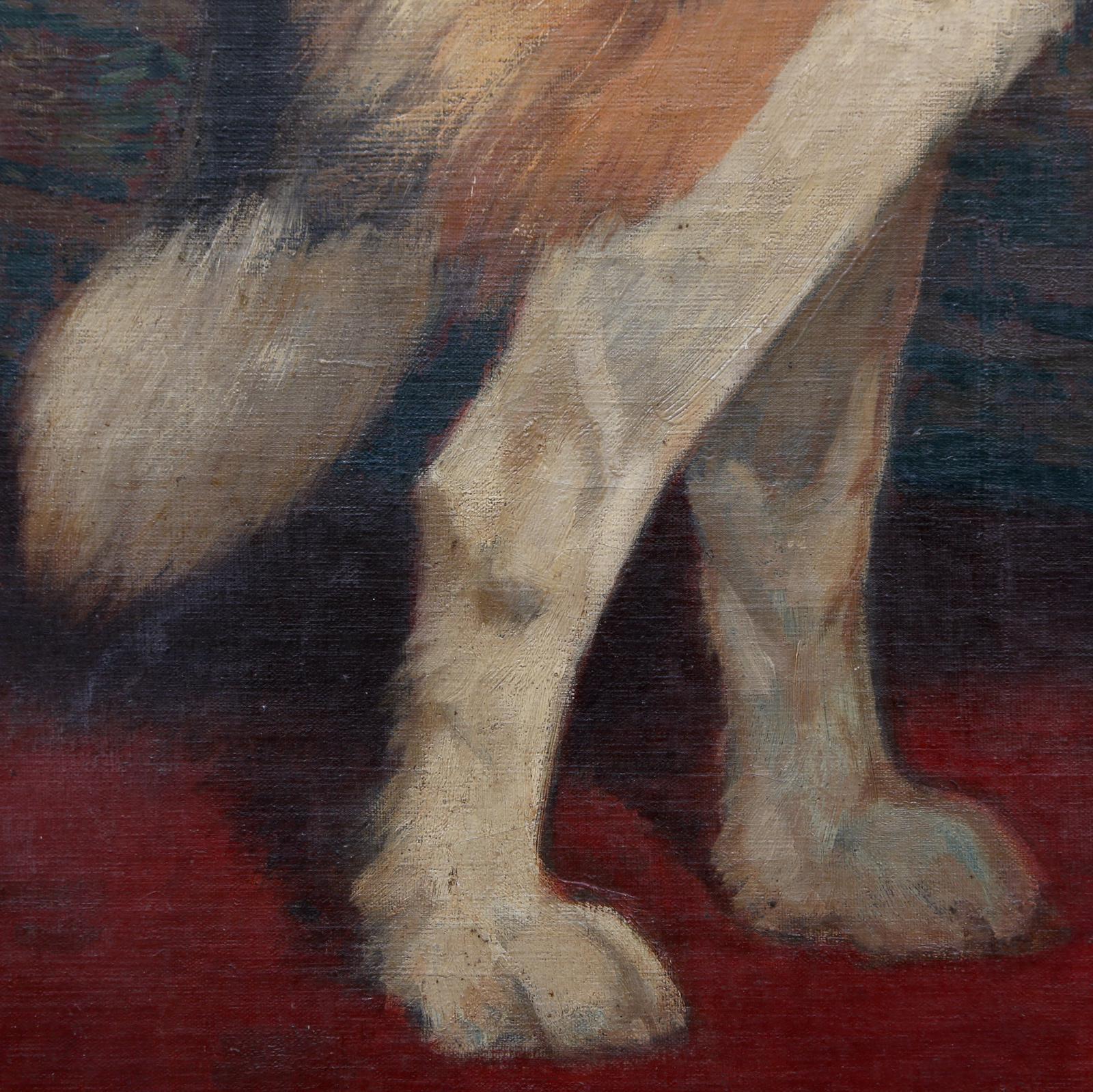Huge 19th Century Oil on Canvas Rough Collie Portrait by Alexandre Clarys 1