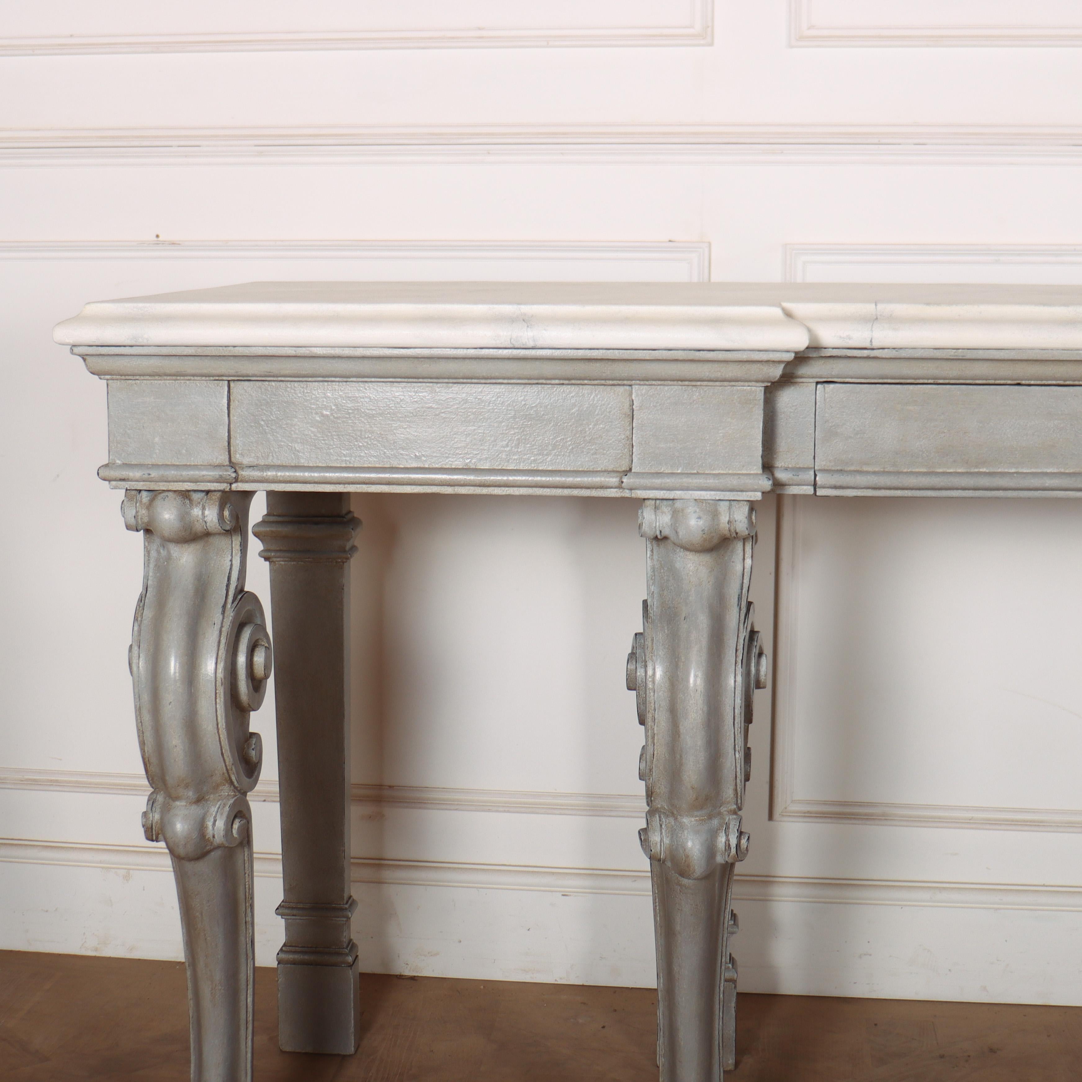 Huge 19th century English painted oak country house console table with a faux marble top and carved front legs. 1840.

Internal reference: H.

Code: 8694

Dimensions:
W: 102