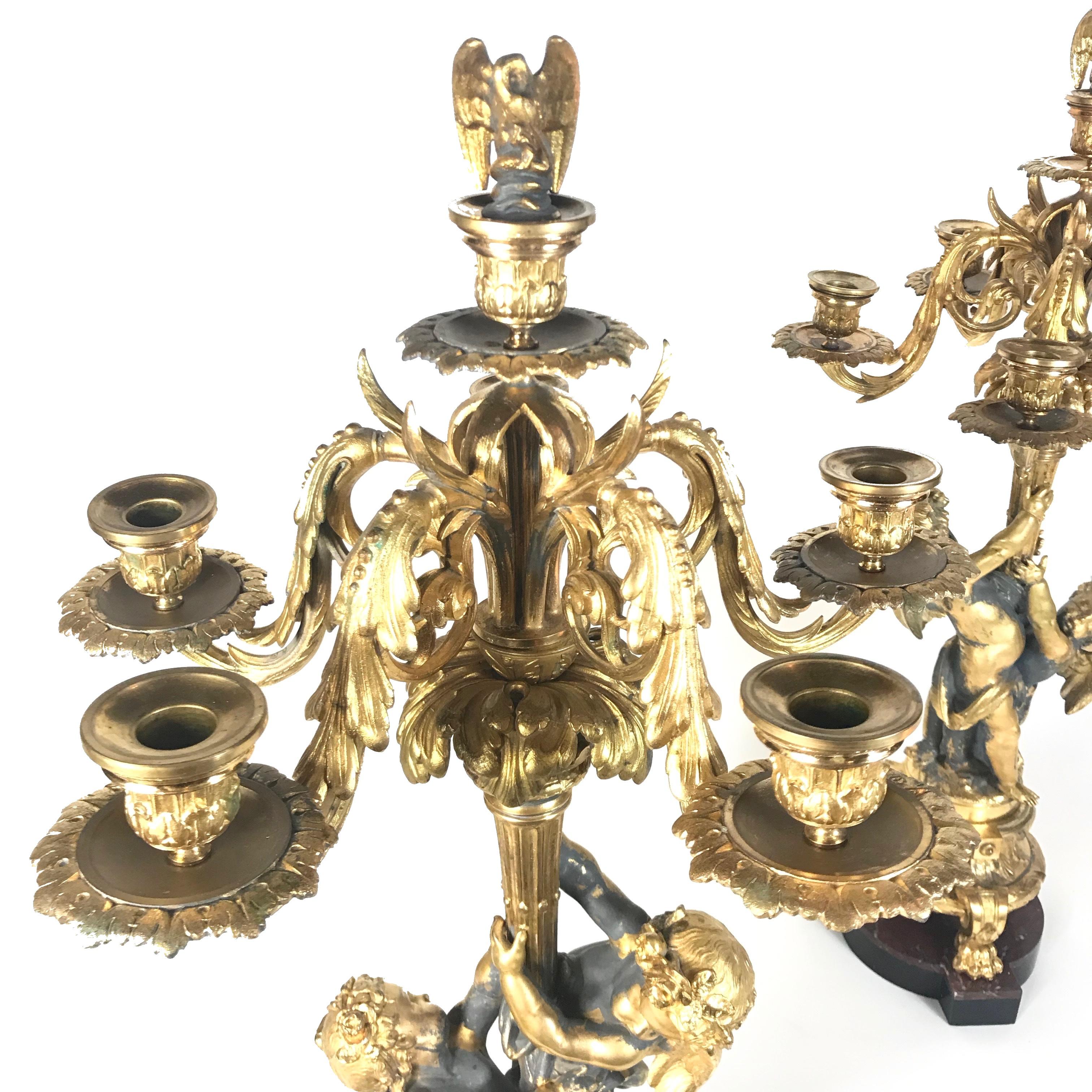 Pair Huge 19th Century Philippe Mourey Ormolu Putti Candelabras, 1870s, France For Sale 2