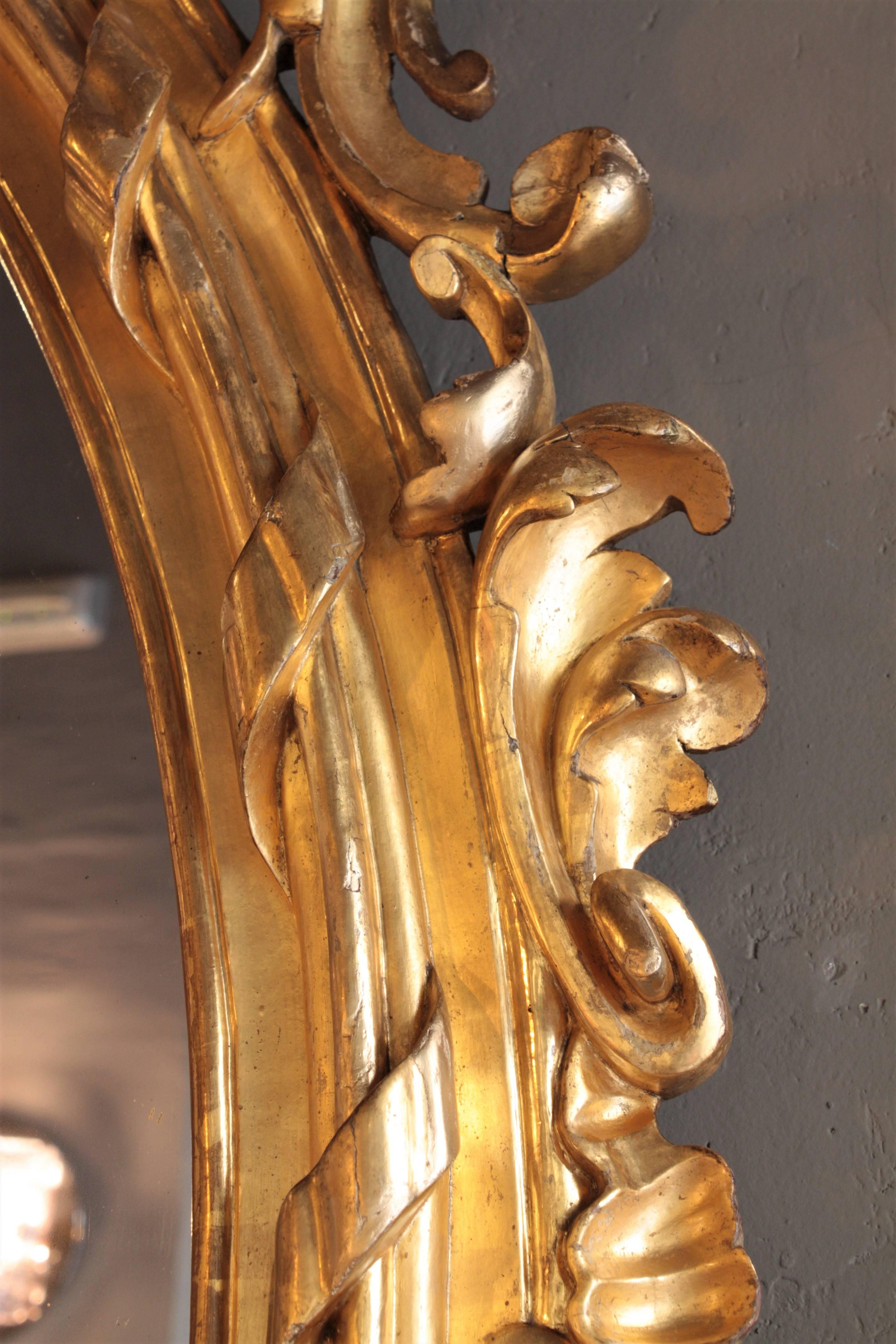 Französisch Rokoko geschnitzt Giltwood palastartigen ovalen Spiegel im Angebot 3