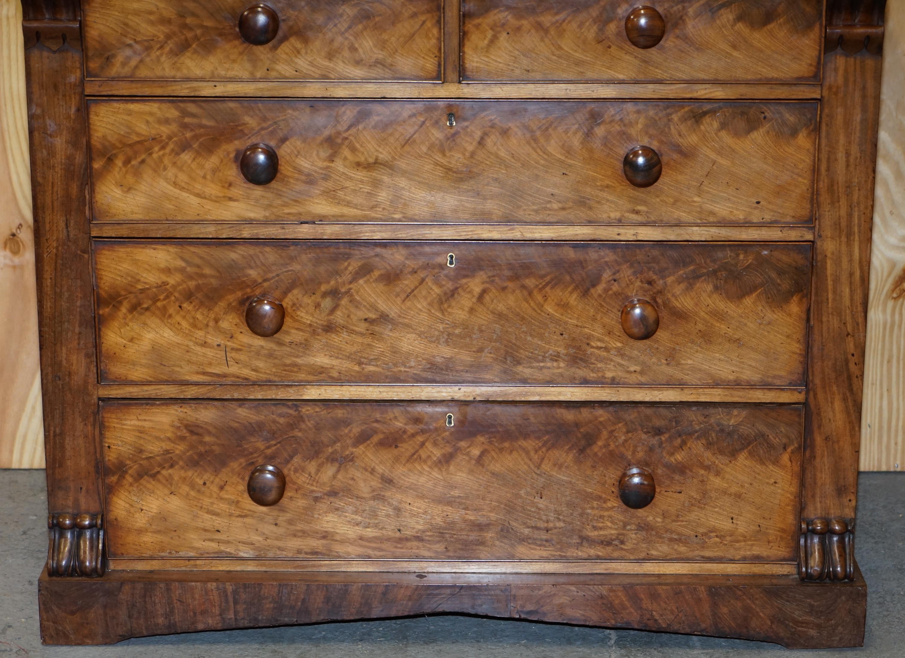 English Huge 19th Century Victorian Light Flamed Hardwood Chest of Drawers Hidden Drawer For Sale