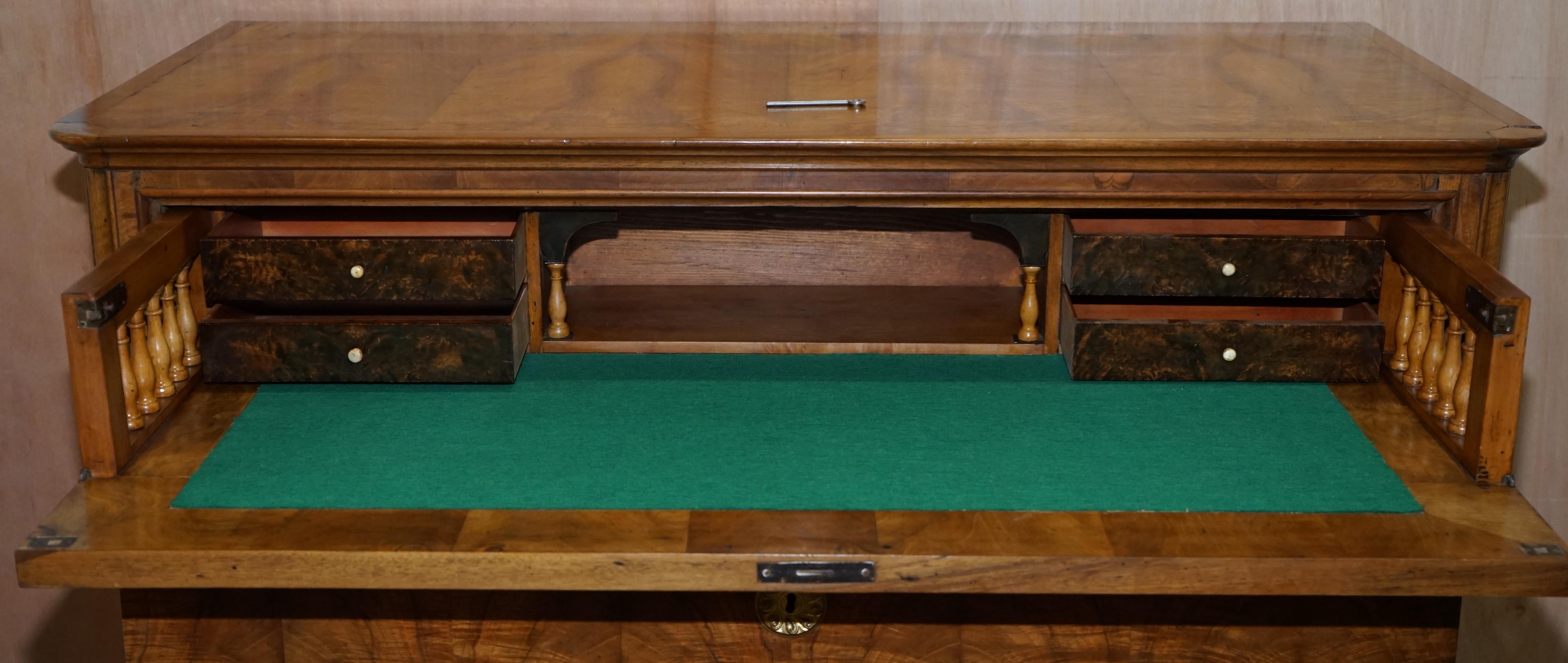 Huge 19th Century Walnut Biedermeier Chest of Drawers Drop Front Desk Secretaire 12