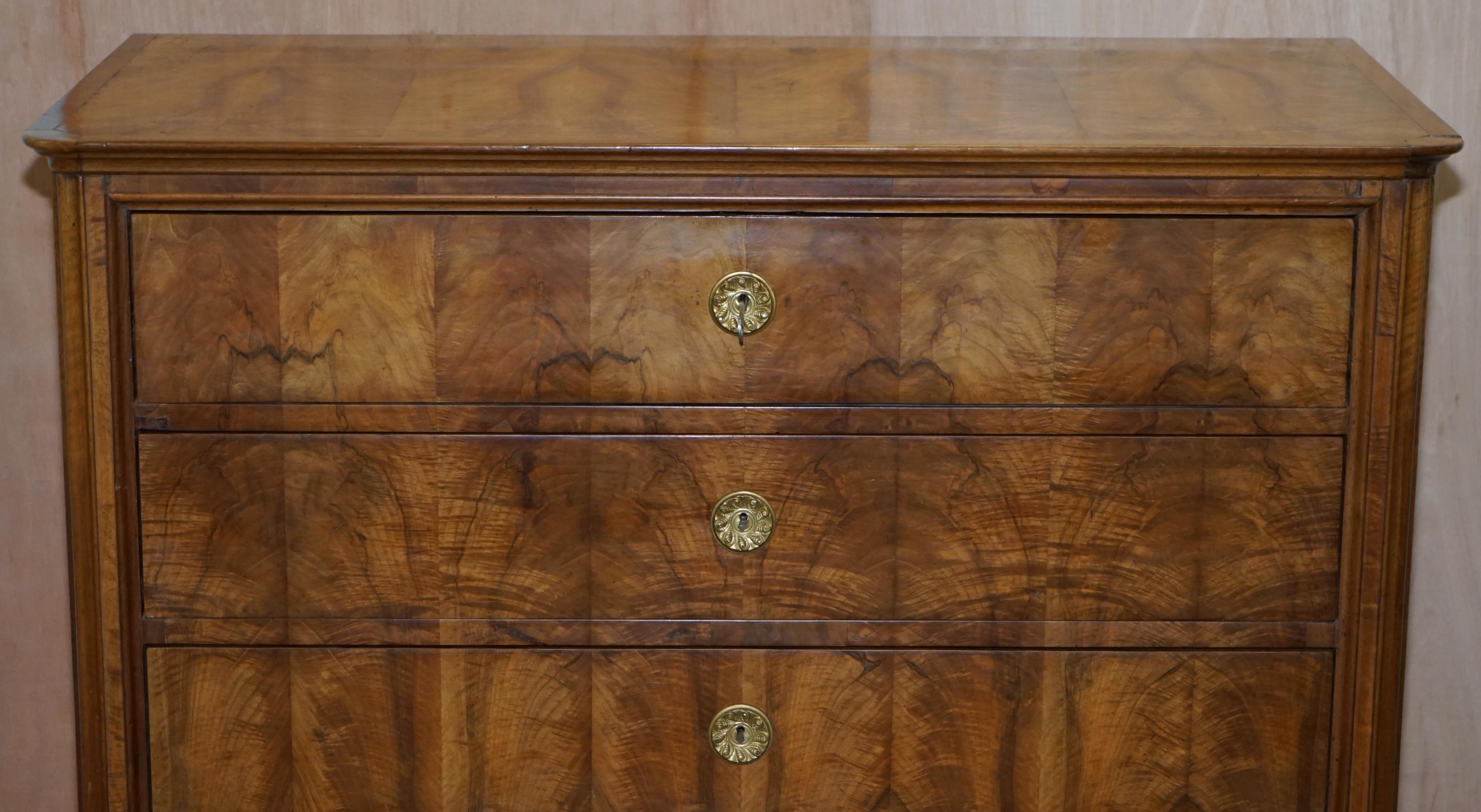 Huge 19th Century Walnut Biedermeier Chest of Drawers Drop Front Desk Secretaire 1