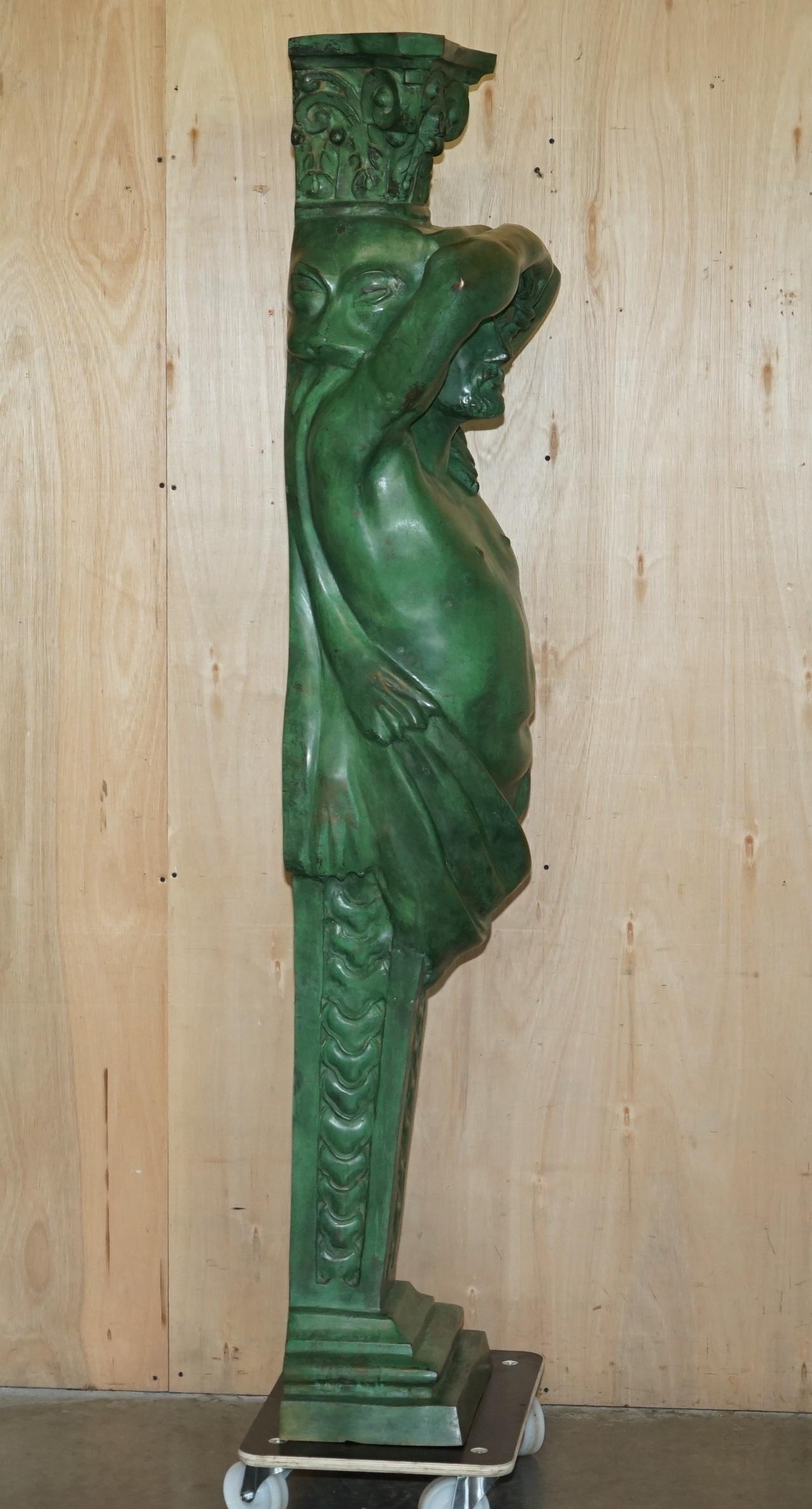 HUGE 2 METER TALL ViNTAGE VERDIGRIS BRONZE TELAMON TERM GRECO STYLE Roman en vente 5