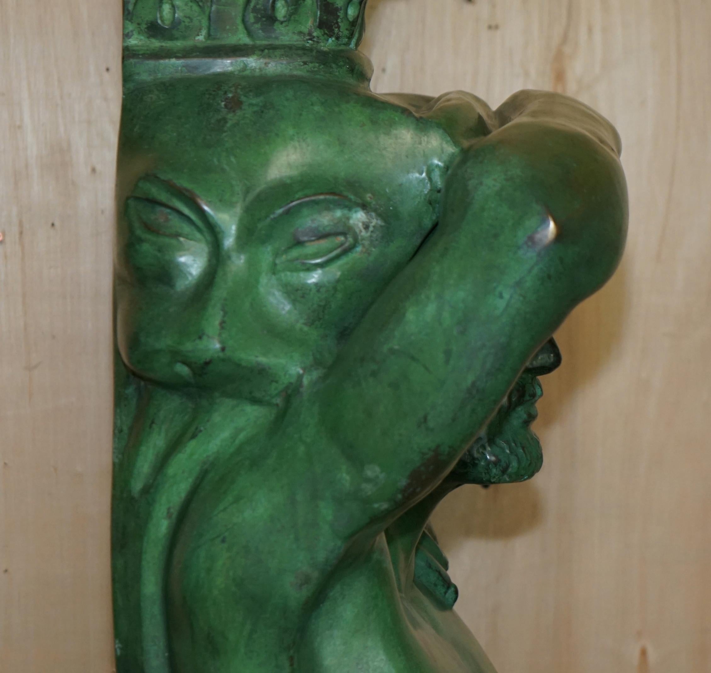 HUGE 2 METER TALL ViNTAGE VERDIGRIS BRONZE TELAMON TERM GRECO STYLE Roman en vente 6