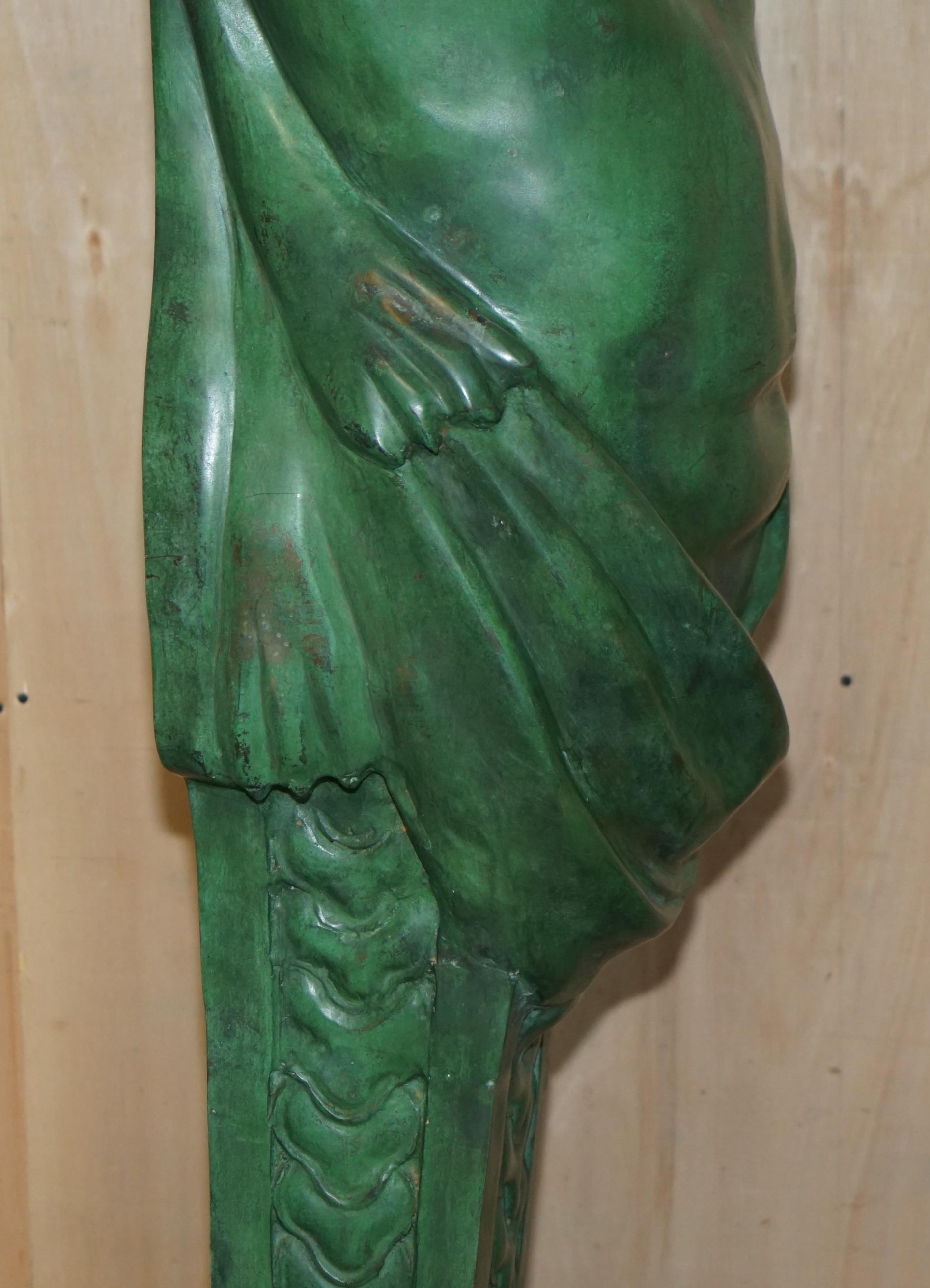 HUGE 2 METER TALL ViNTAGE VERDIGRIS BRONZE TELAMON TERM GRECO STYLE Roman en vente 7