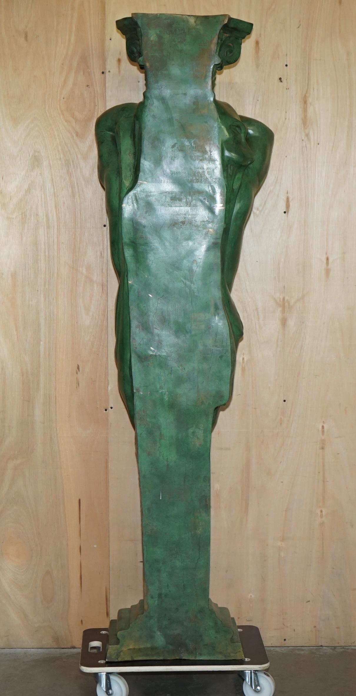 HUGE 2 METER TALL ViNTAGE VERDIGRIS BRONZE TELAMON TERM GRECO STYLE Roman en vente 9
