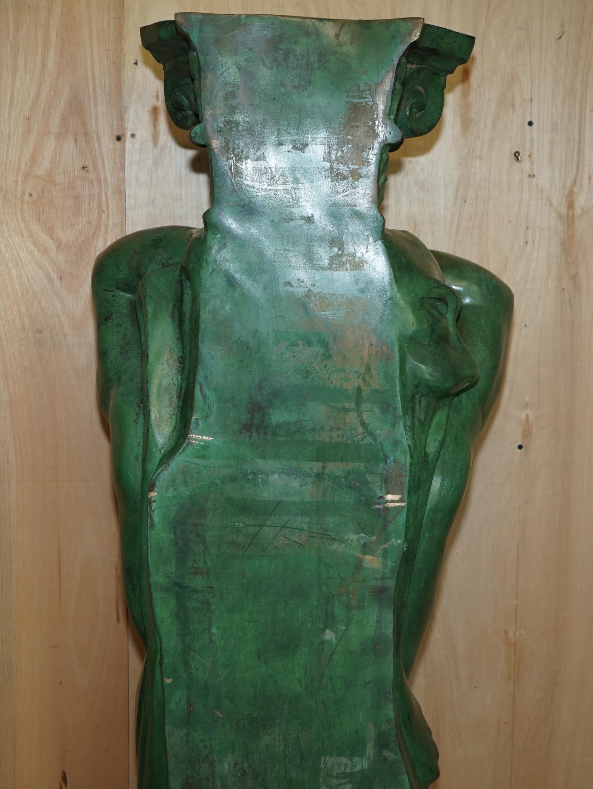 HUGE 2 METER TALL ViNTAGE VERDIGRIS BRONZE TELAMON TERM GRECO STYLE Roman en vente 10
