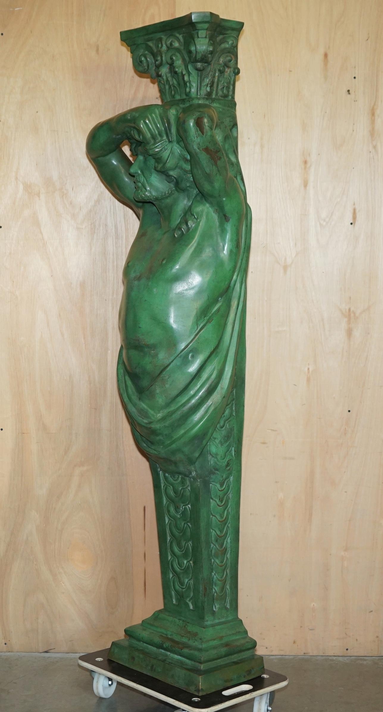 HUGE 2 METER TALL ViNTAGE VERDIGRIS BRONZE TELAMON TERM GRECO STYLE Roman en vente 11