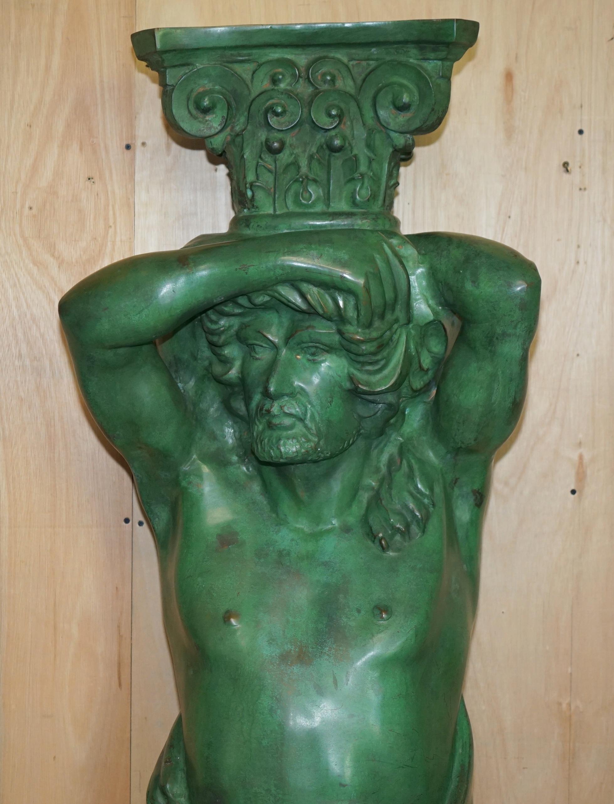 italien HUGE 2 METER TALL ViNTAGE VERDIGRIS BRONZE TELAMON TERM GRECO STYLE Roman en vente