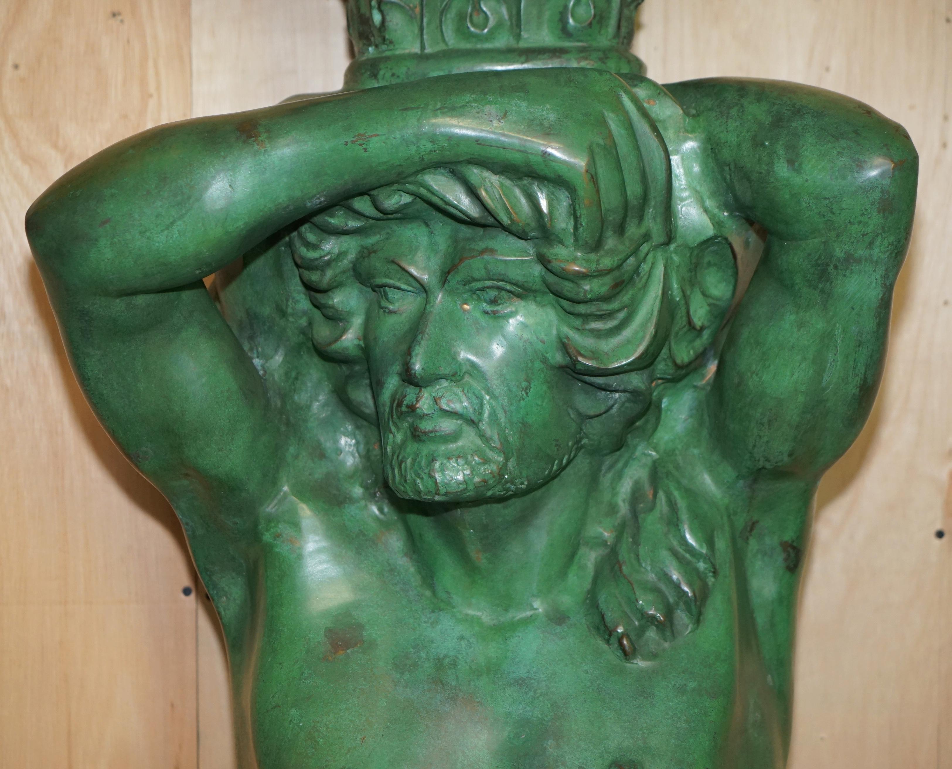HUGE 2 METER TALL ViNTAGE VERDIGRIS BRONZE TELAMON TERM GRECO STYLE Roman Bon état - En vente à West Sussex, Pulborough