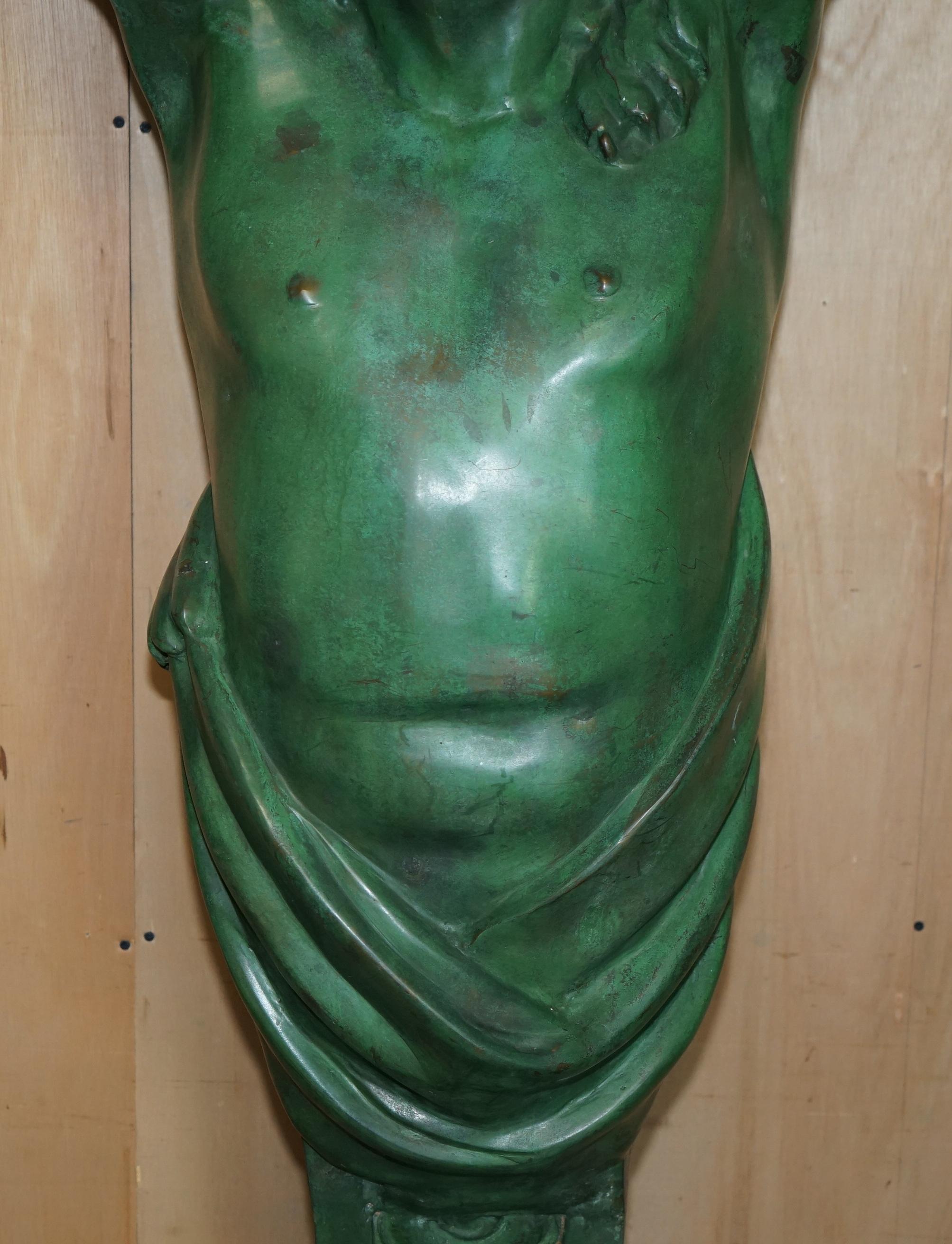 Bronze HUGE 2 METER TALL ViNTAGE VERDIGRIS BRONZE TELAMON TERM GRECO STYLE Roman en vente