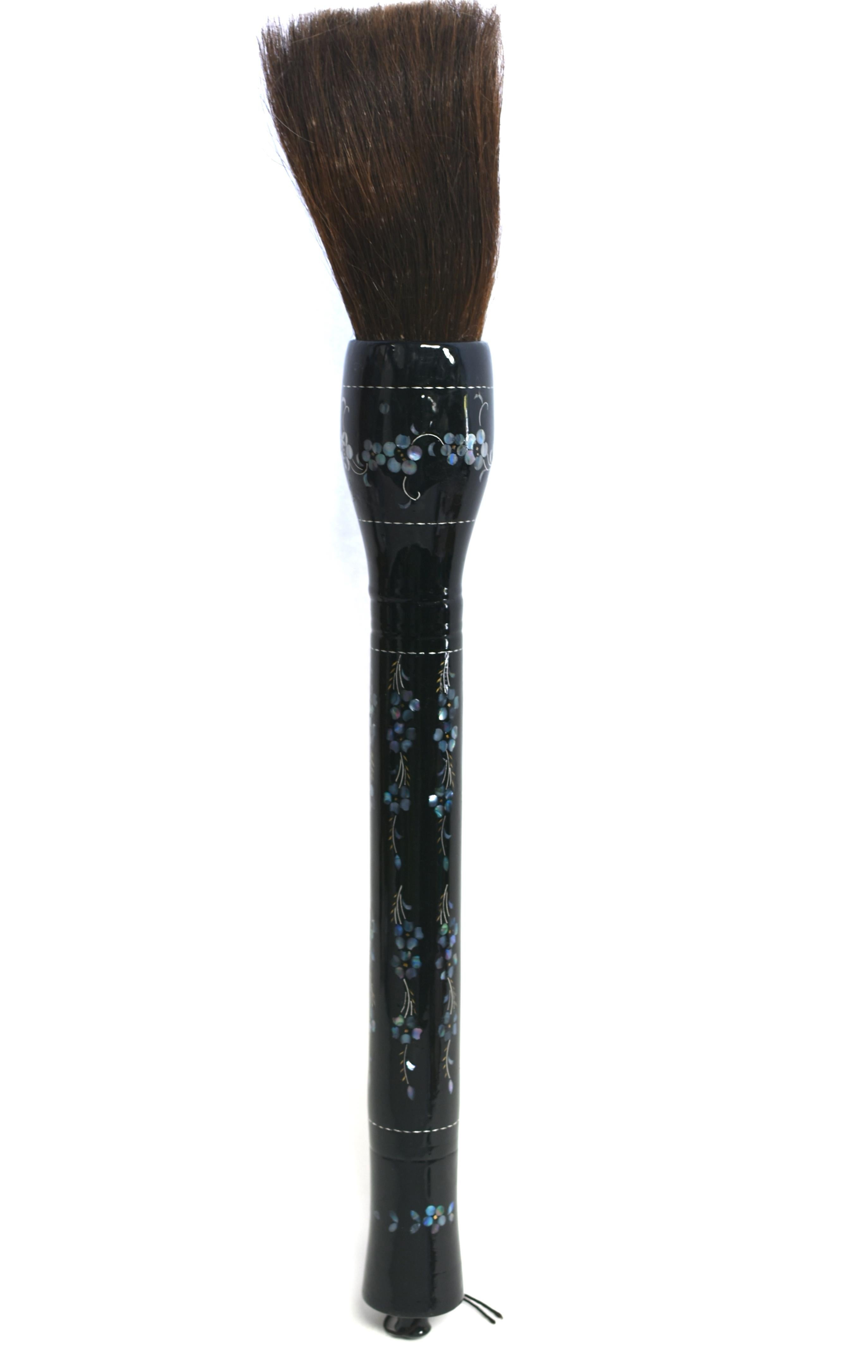 Huge Calligraphy Brush Black Lacquered Mother of Pearl Cherry Blossoms For Sale 1