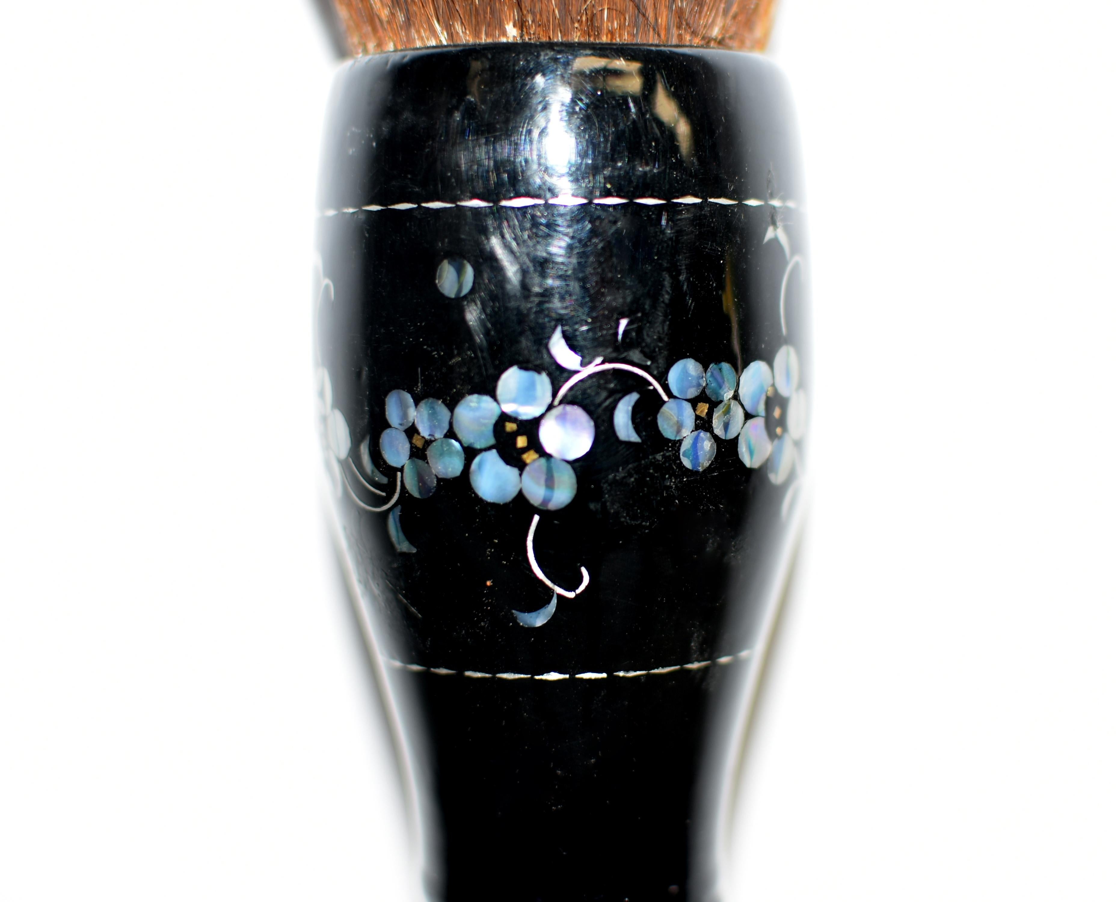 Huge Calligraphy Brush Black Lacquered Mother of Pearl Cherry Blossoms For Sale 2