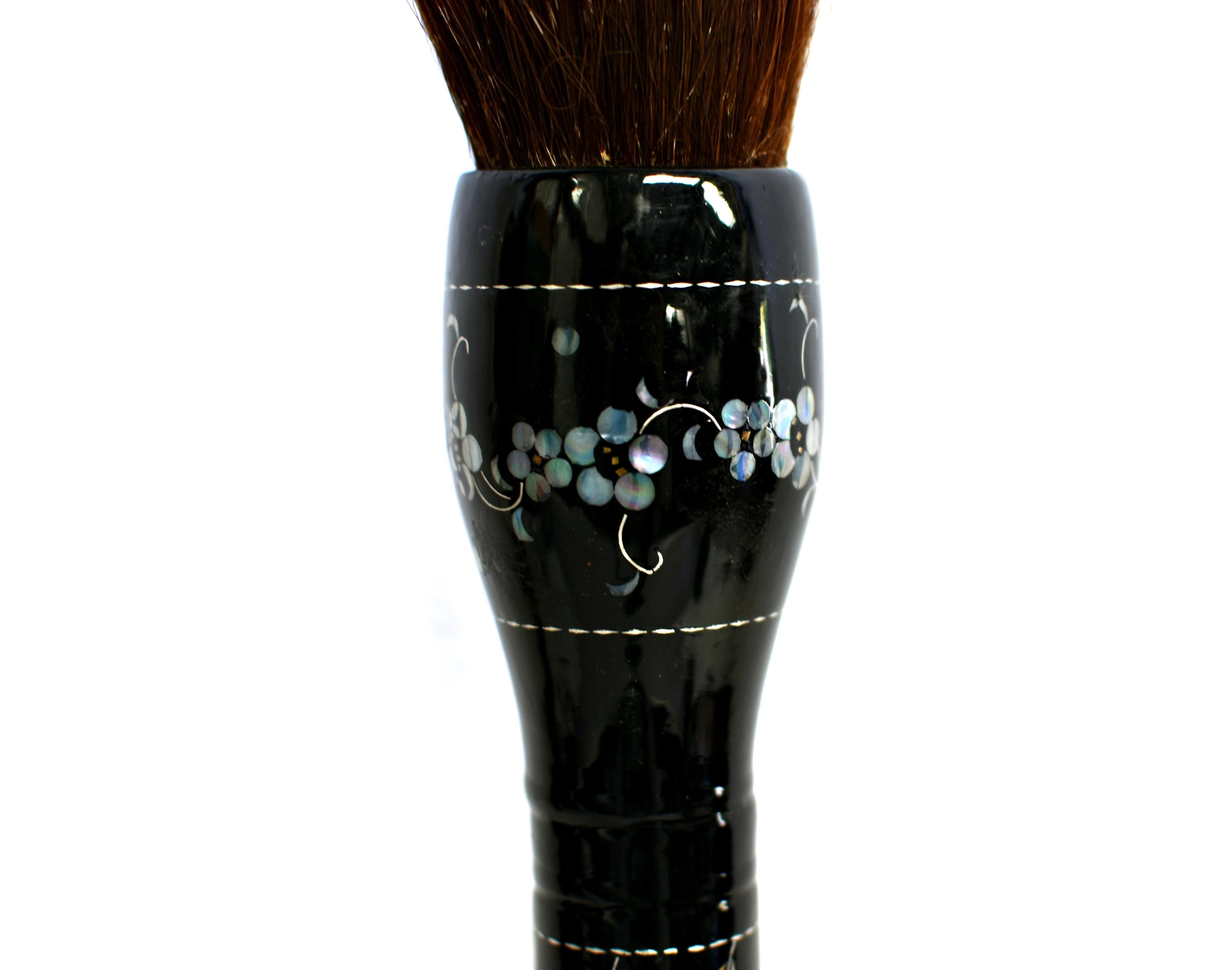 Huge Calligraphy Brush Black Lacquered Mother of Pearl Cherry Blossoms For Sale 6