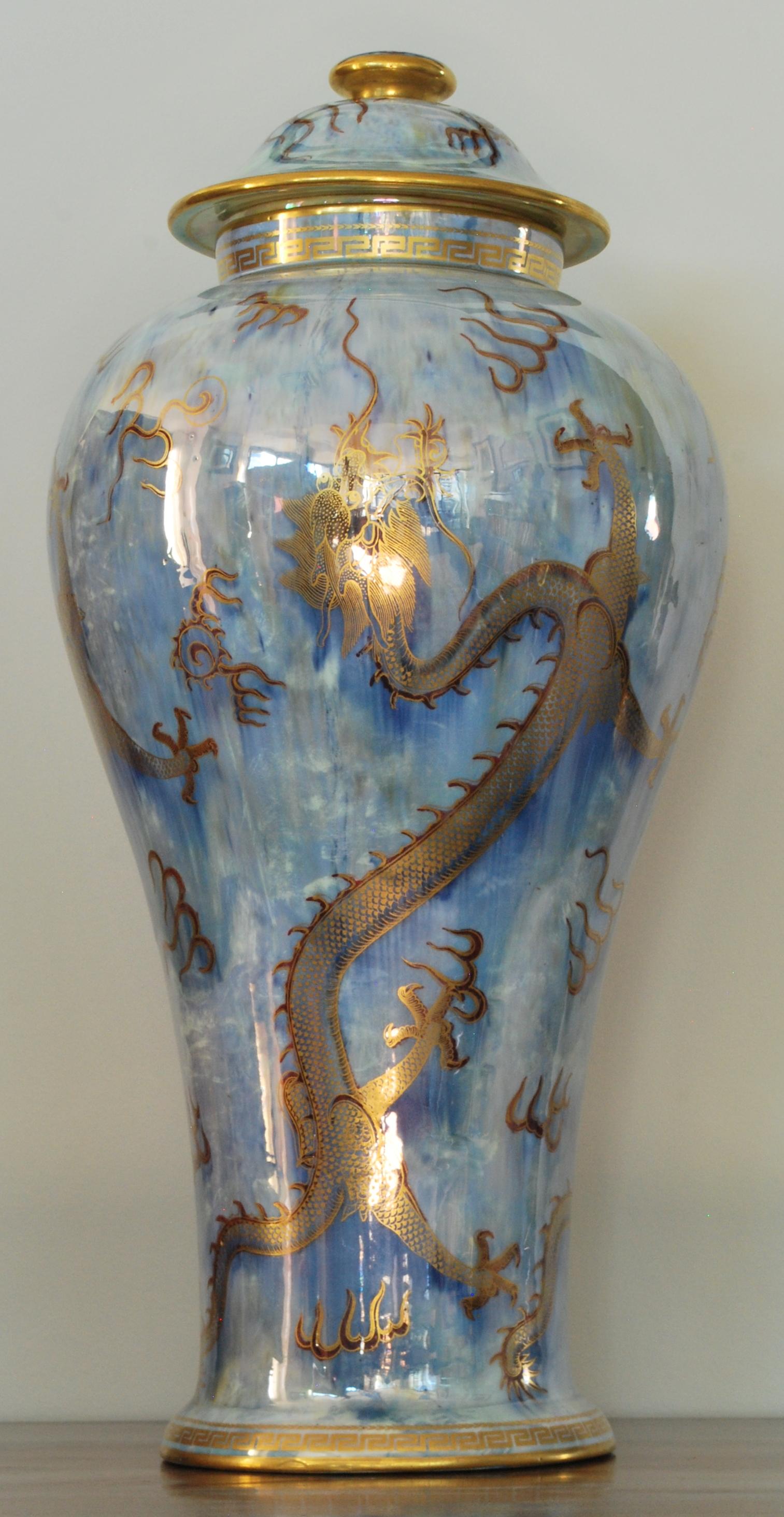 Art Deco Huge Dragon Lustre Vase, Wedgwood, circa 1925 For Sale