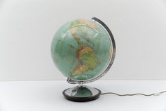 HUGE 20" Mid-Century Modern Illuminated Glass Globe by Columbia 1960s