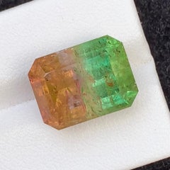 Huge 20.20 Ct Watermelon Bicolor Natural Tourmaline, Emerald Cut Loose Gemstone