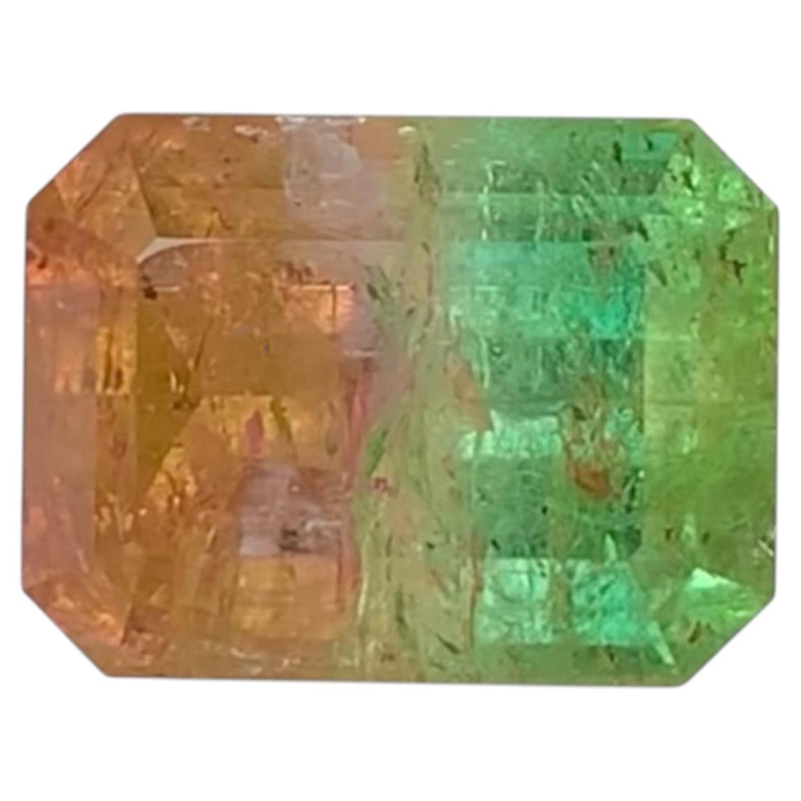 Huge 20.20 Ct Watermelon Bicolor Natural Tourmaline, Emerald Cut Loose Gemstone