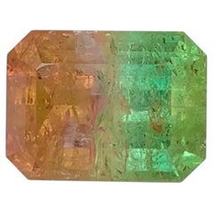 Huge 20.20 Ct Watermelon Bicolor Natural Tourmaline, Emerald Cut Loose Gemstone
