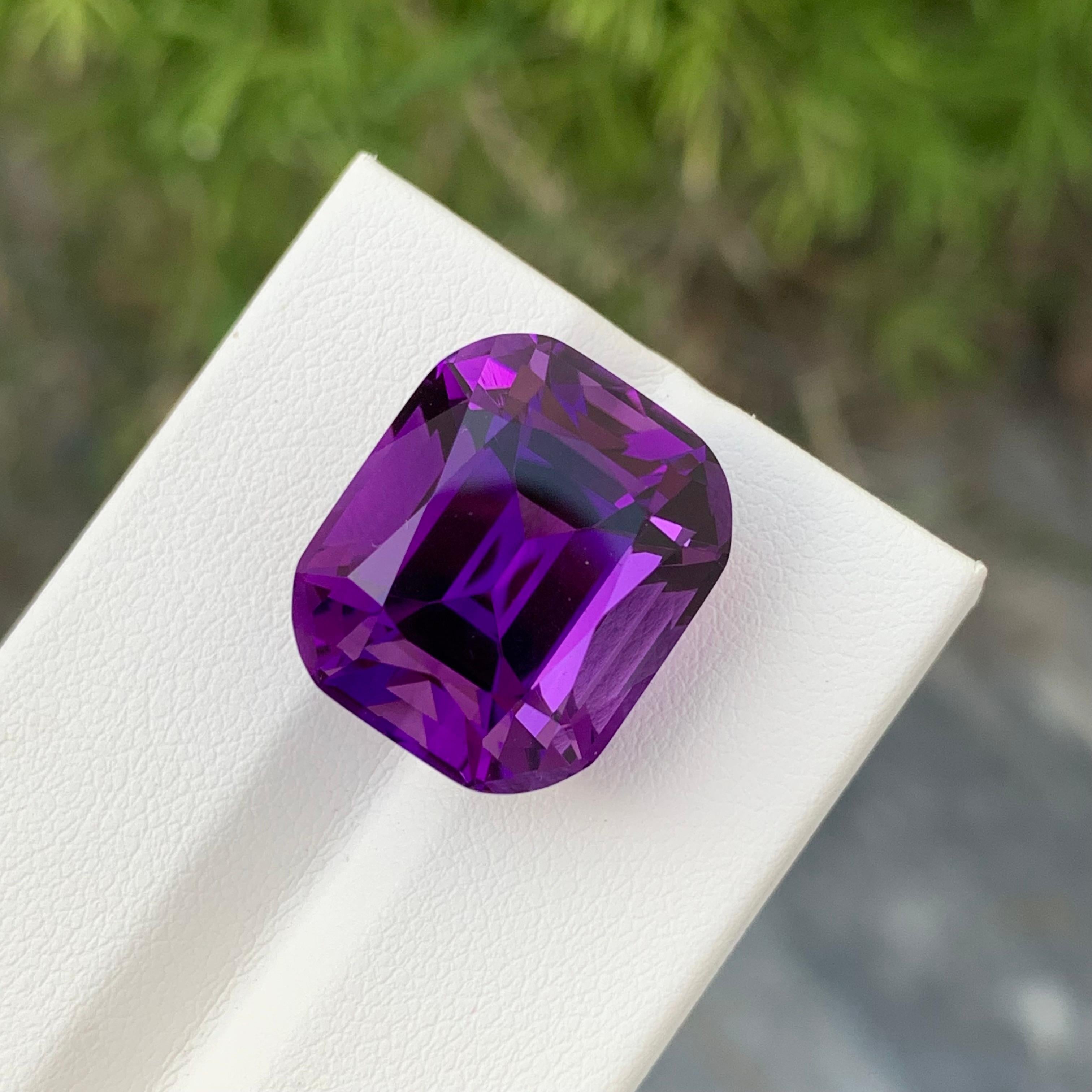 Arts and Crafts Huge 20.60 Carat Natural Loose Dark Purple Amethyst Cushion Shape Gemstone  For Sale