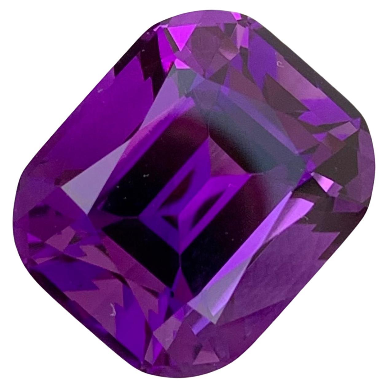 Huge 20.60 Carat Natural Loose Dark Purple Amethyst Cushion Shape Gemstone  For Sale
