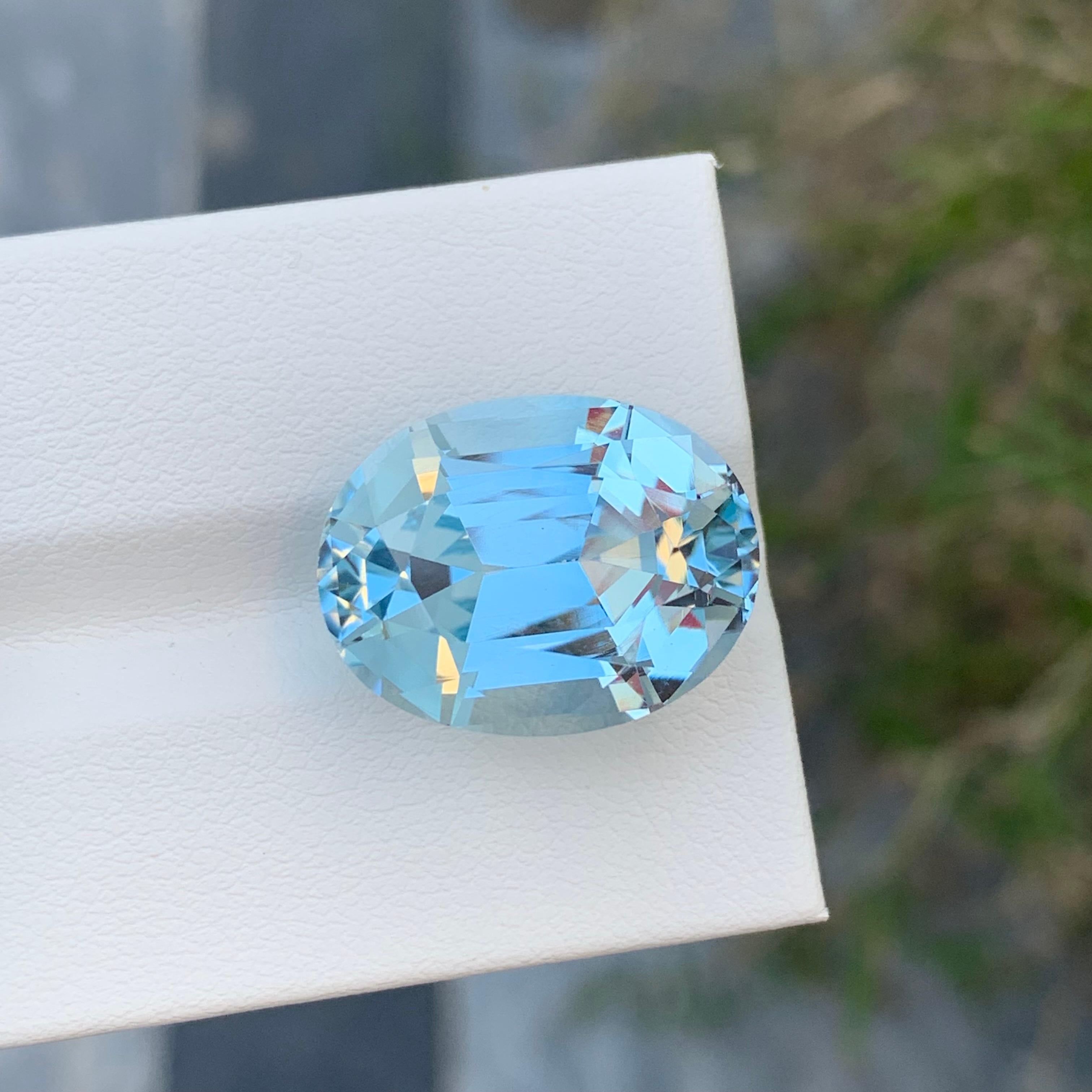 Arts and Crafts Huge 22.10 Carat Loose Light Blue Topaz Oval Shape Gem For Necklace  For Sale