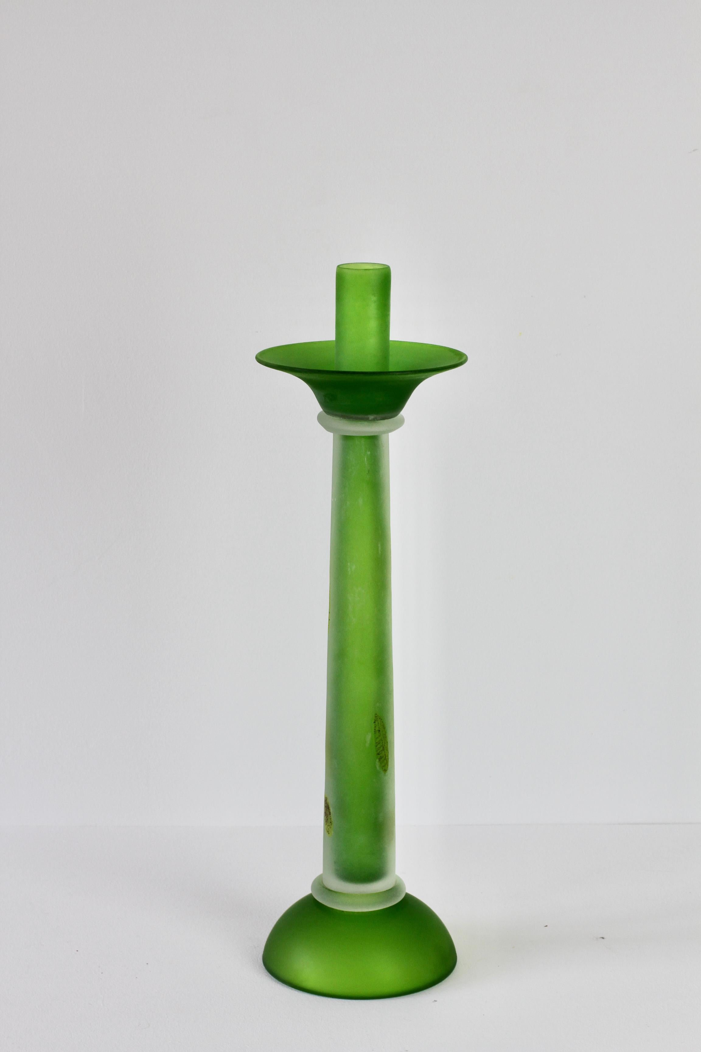 vintage green glass candle holders