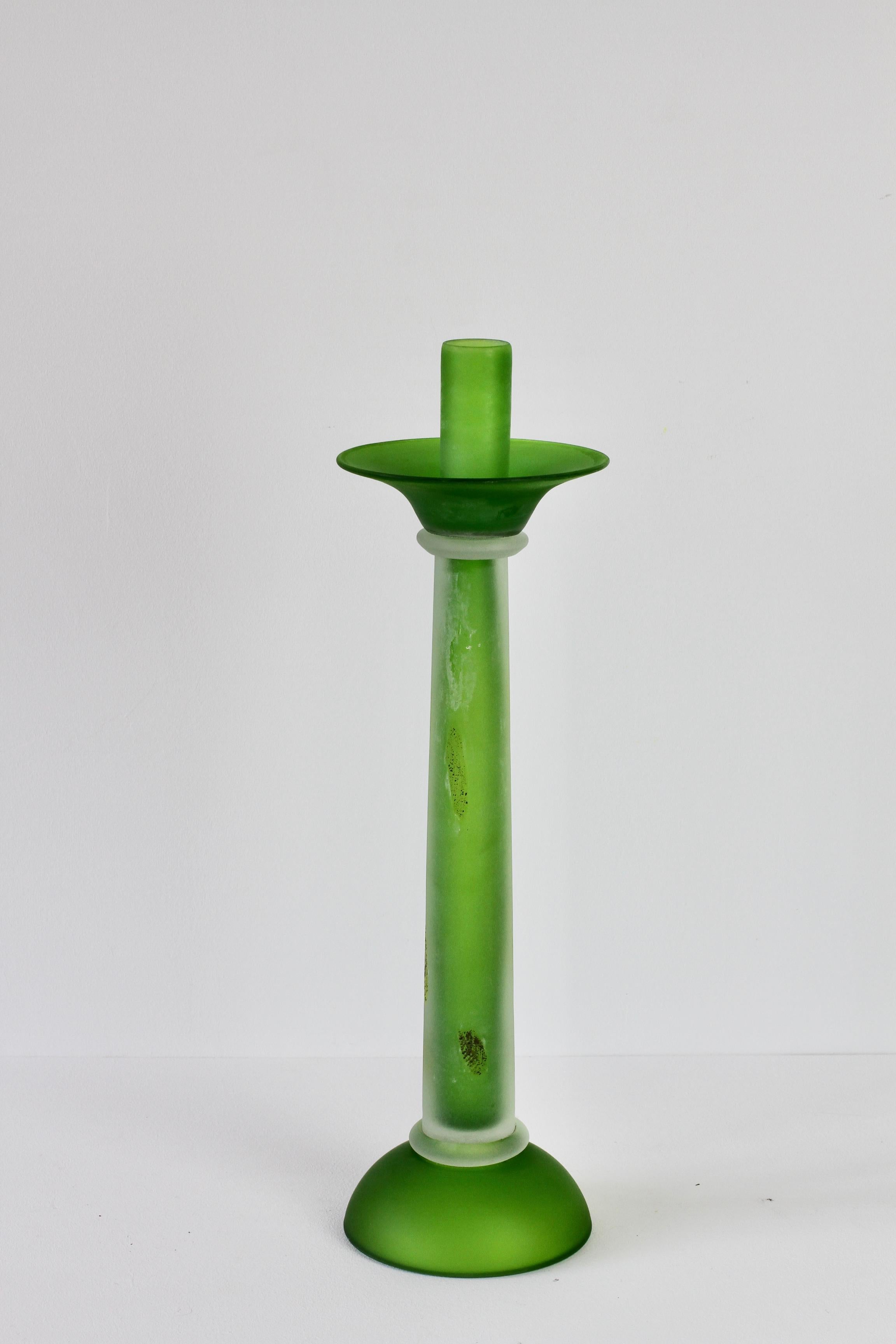 Mid-Century Modern Huge Green Vintage Venetian Murano Glass Candlestick Holder by Cenedese For Sale