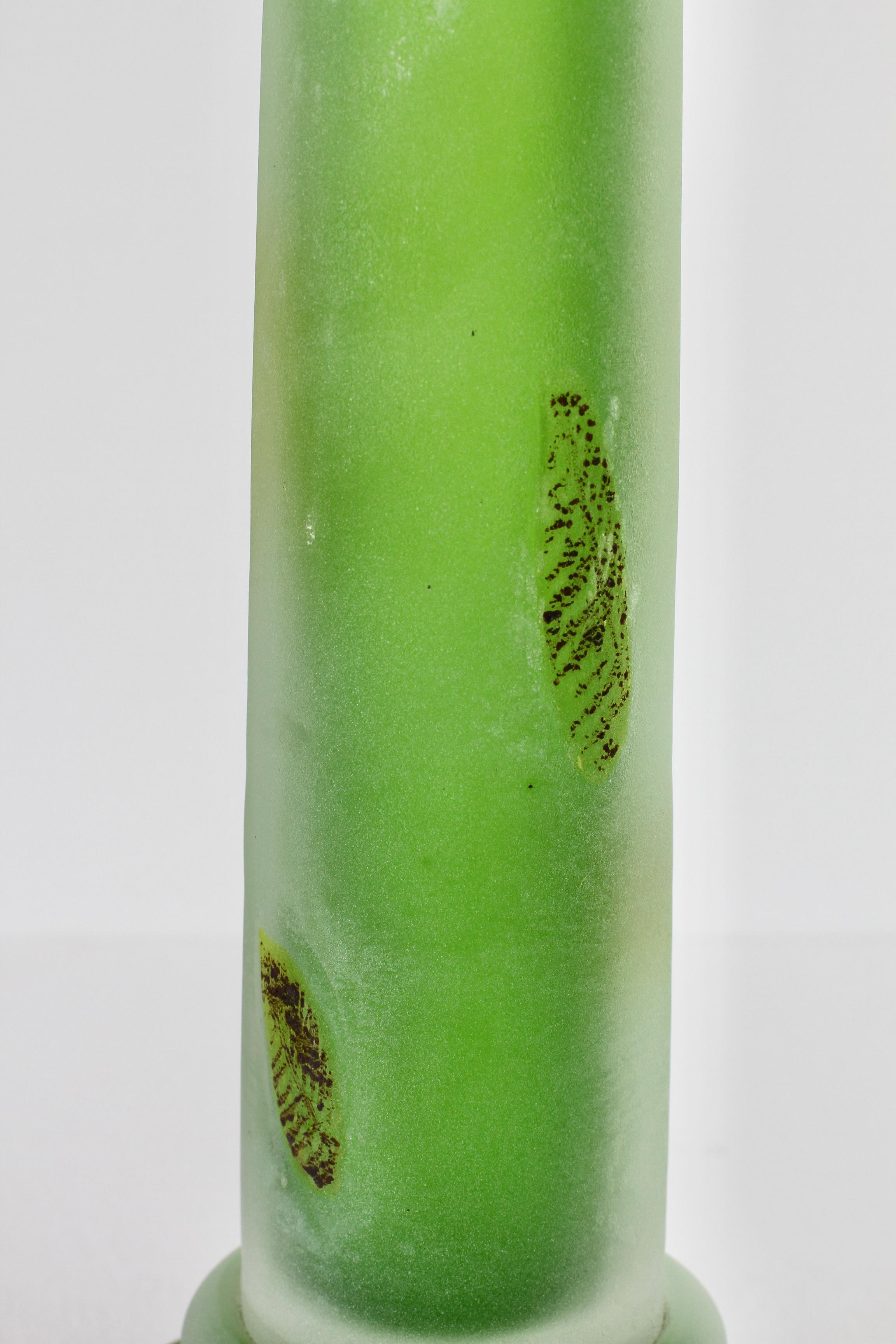 Italian Huge Green Vintage Venetian Murano Glass Candlestick Holder by Cenedese For Sale