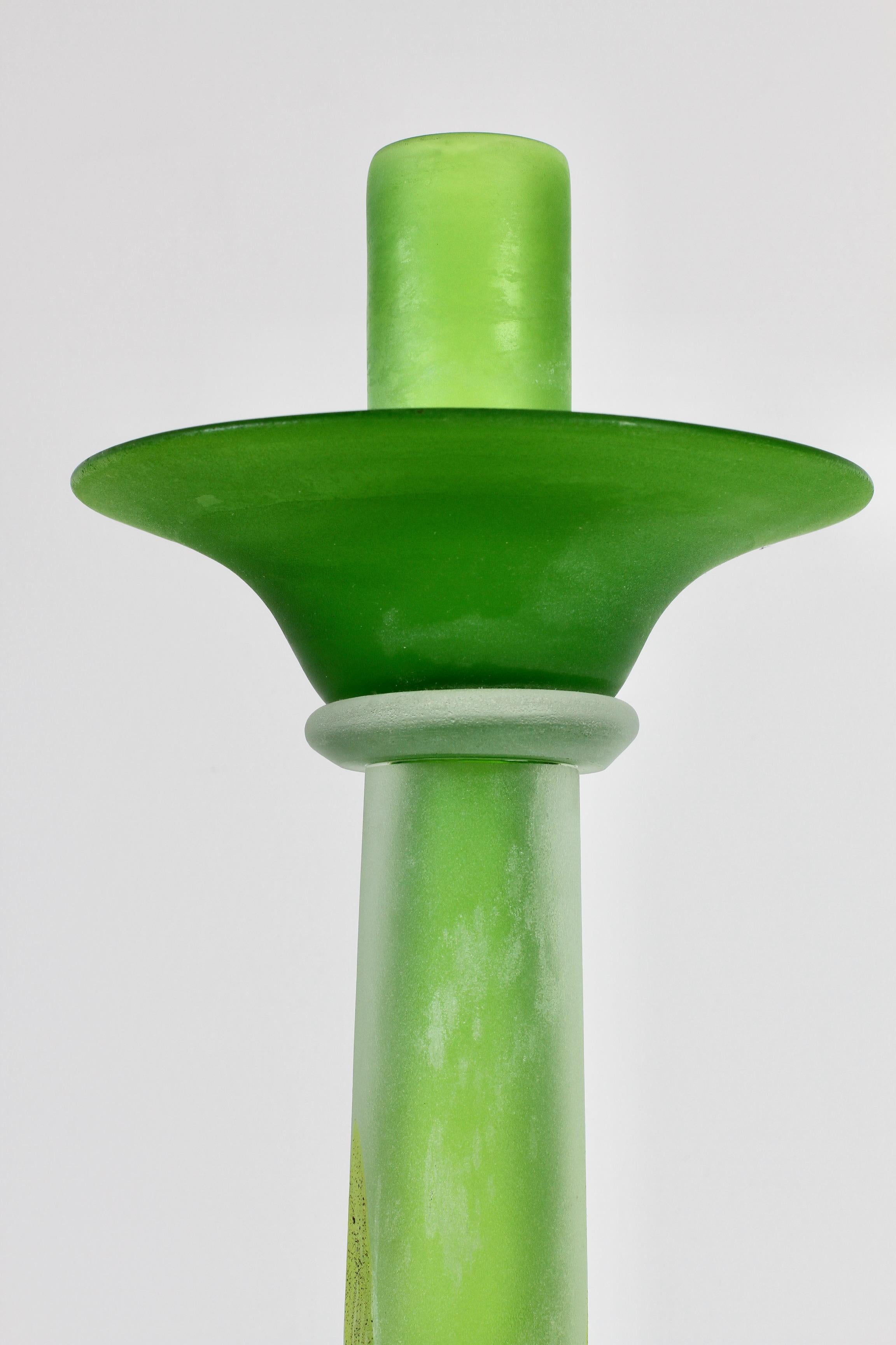 Huge Green Vintage Venetian Murano Glass Candlestick Holder by Cenedese In Excellent Condition For Sale In Landau an der Isar, Bayern