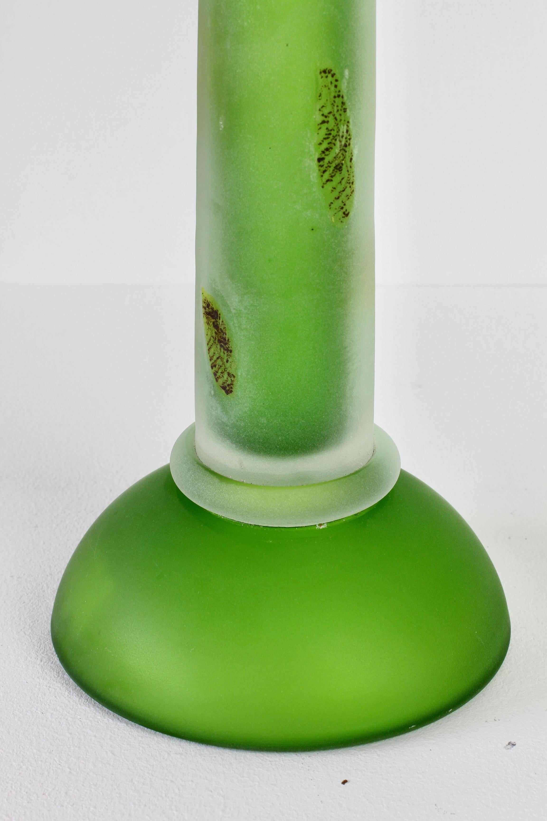 20th Century Huge Green Vintage Venetian Murano Glass Candlestick Holder by Cenedese For Sale