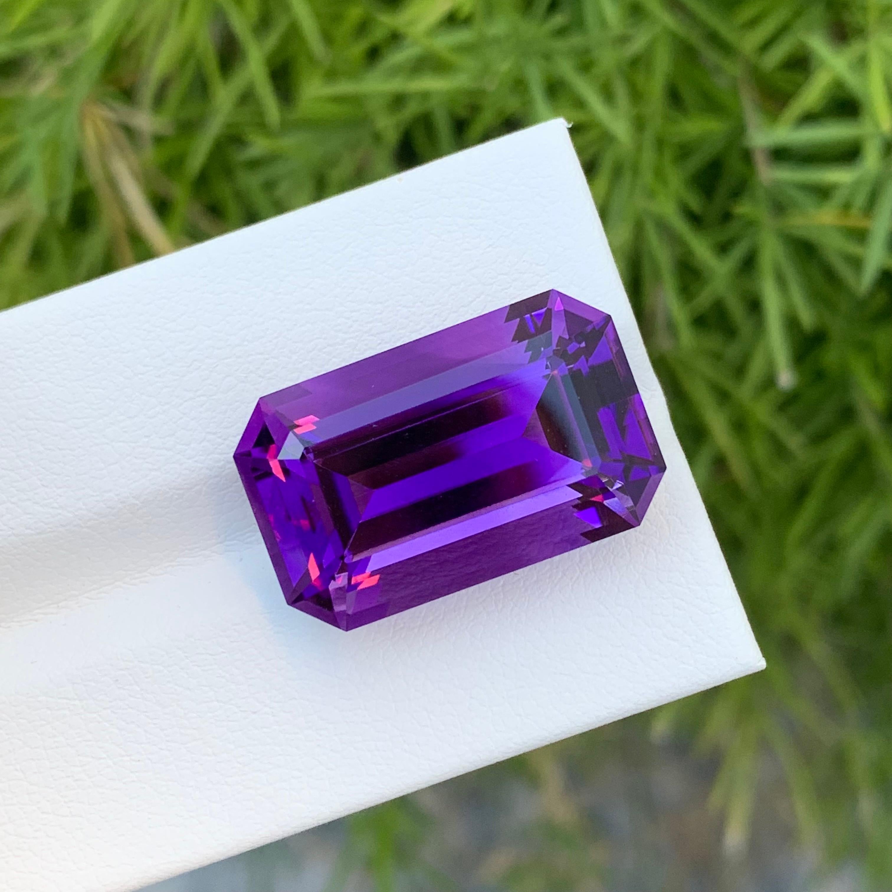 Arts and Crafts Huge 23.50 Carat Natural Loose Dark Purple Amethyst Emerald Shape Gemstone  For Sale
