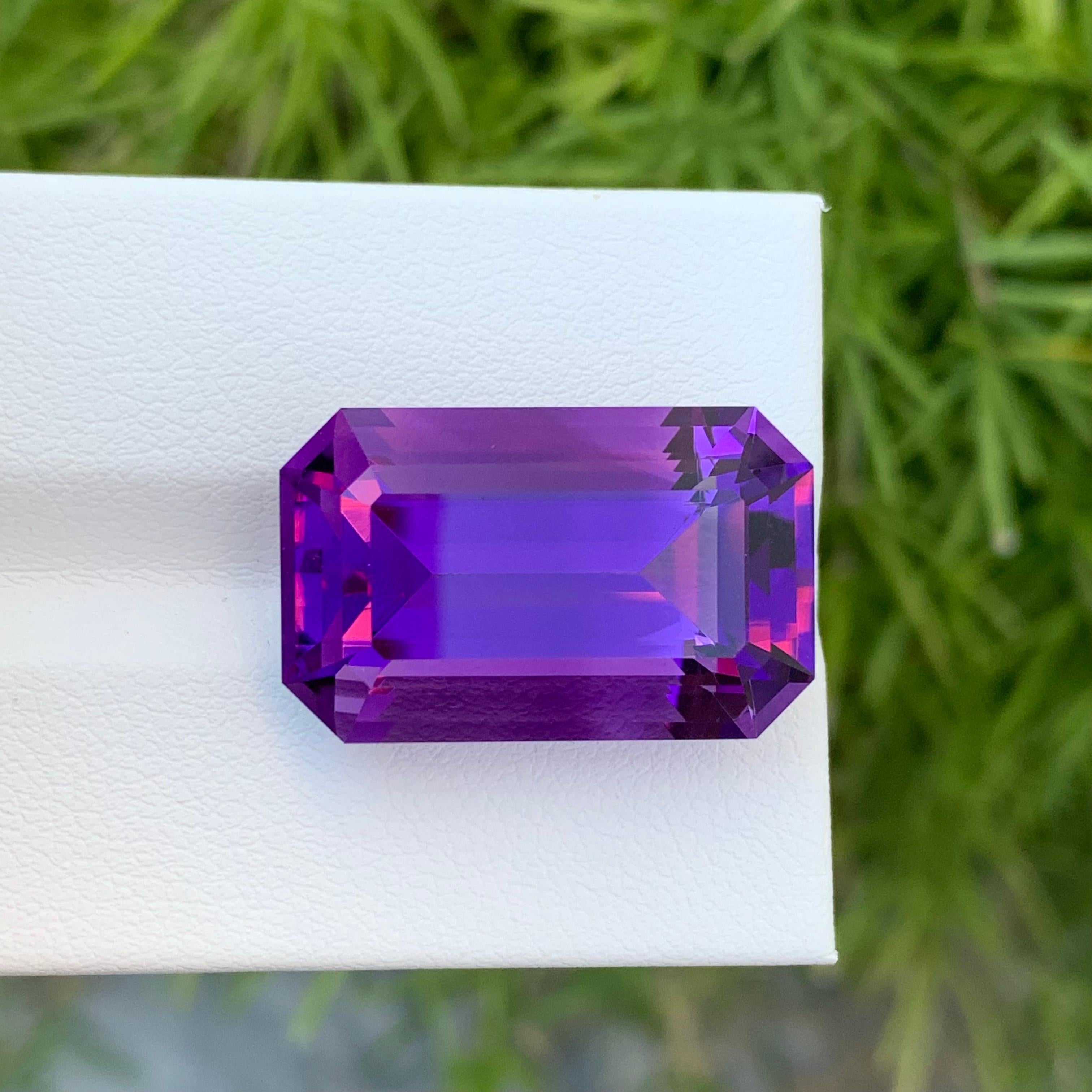 Emerald Cut Huge 23.50 Carat Natural Loose Dark Purple Amethyst Emerald Shape Gemstone  For Sale