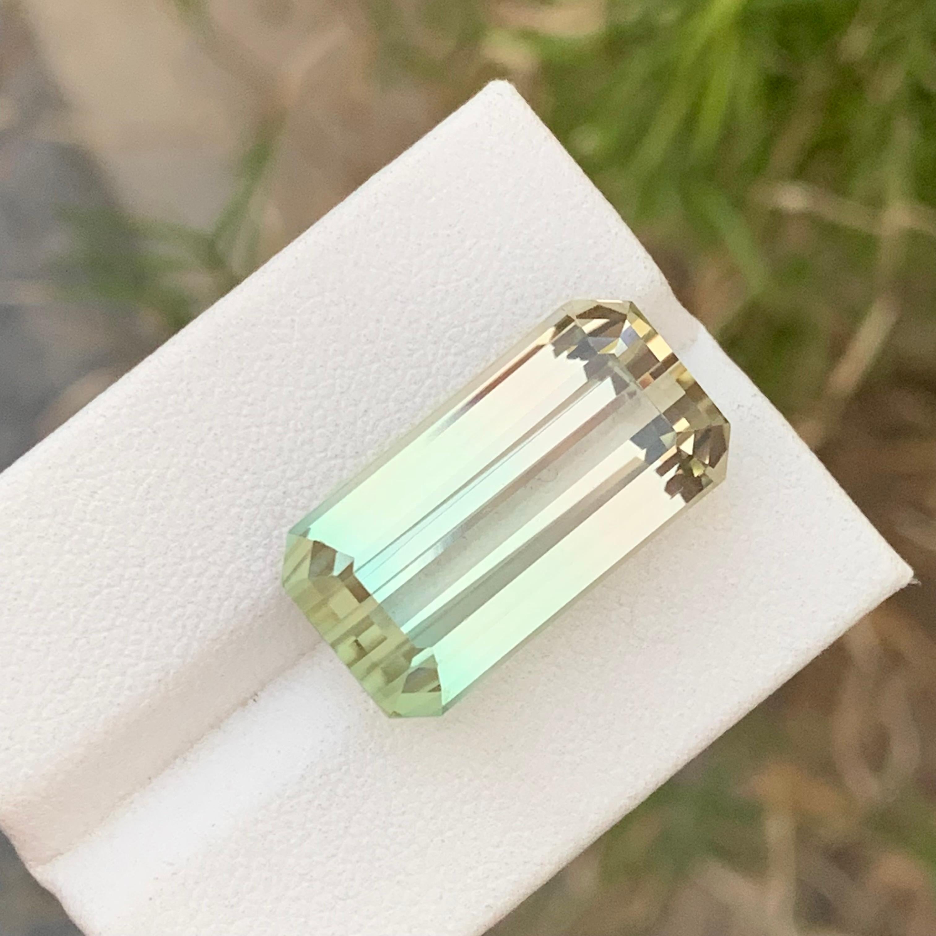 Huge 24.40 Carats Bi Color Loose Tourmaline Emerald Shape For Necklace Jewellery For Sale 8