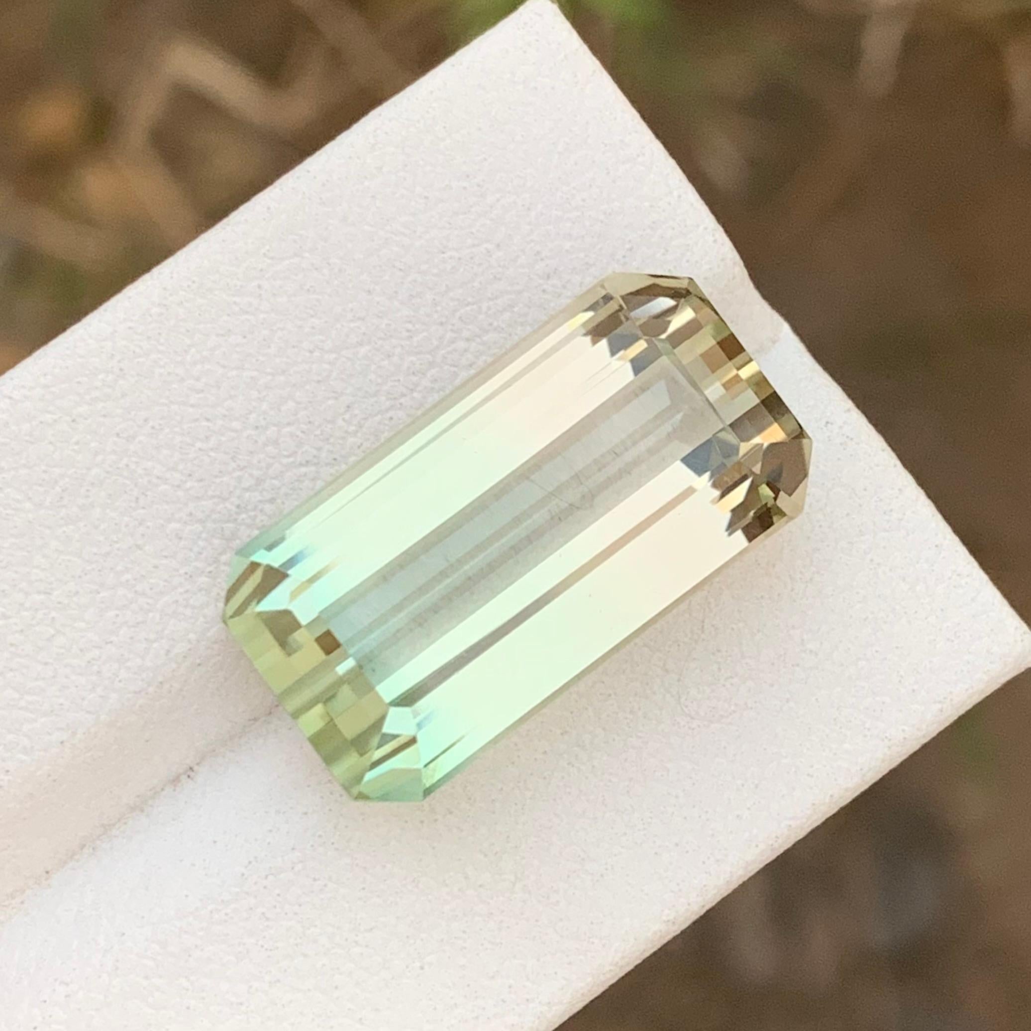 Arts and Crafts Enorme tormalina sfusa bicolore da 24,40 carati a forma di smeraldo per la collana di gioielli in vendita