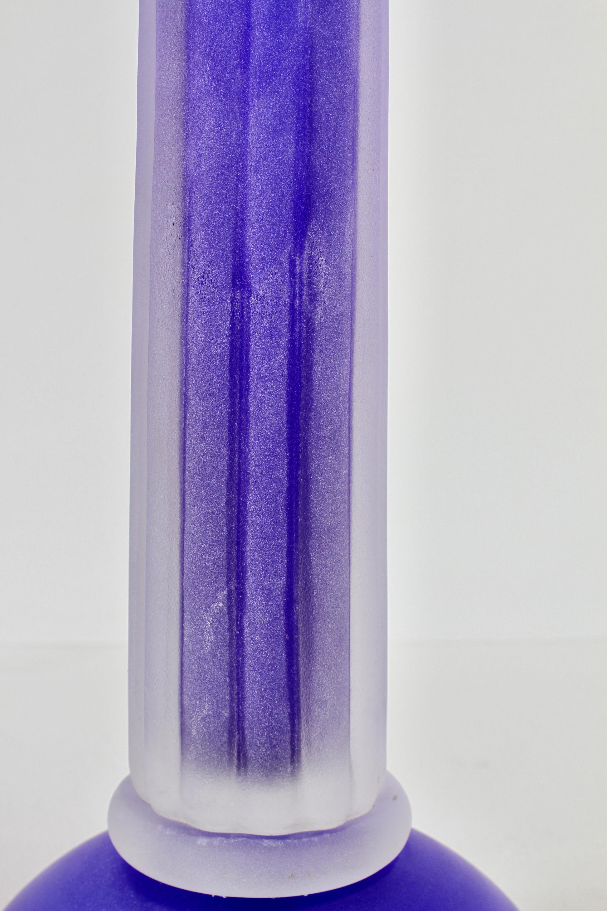 Huge Cobalt Blue Venetian Murano Glass Candlestick Holder by Cenedese For Sale 5