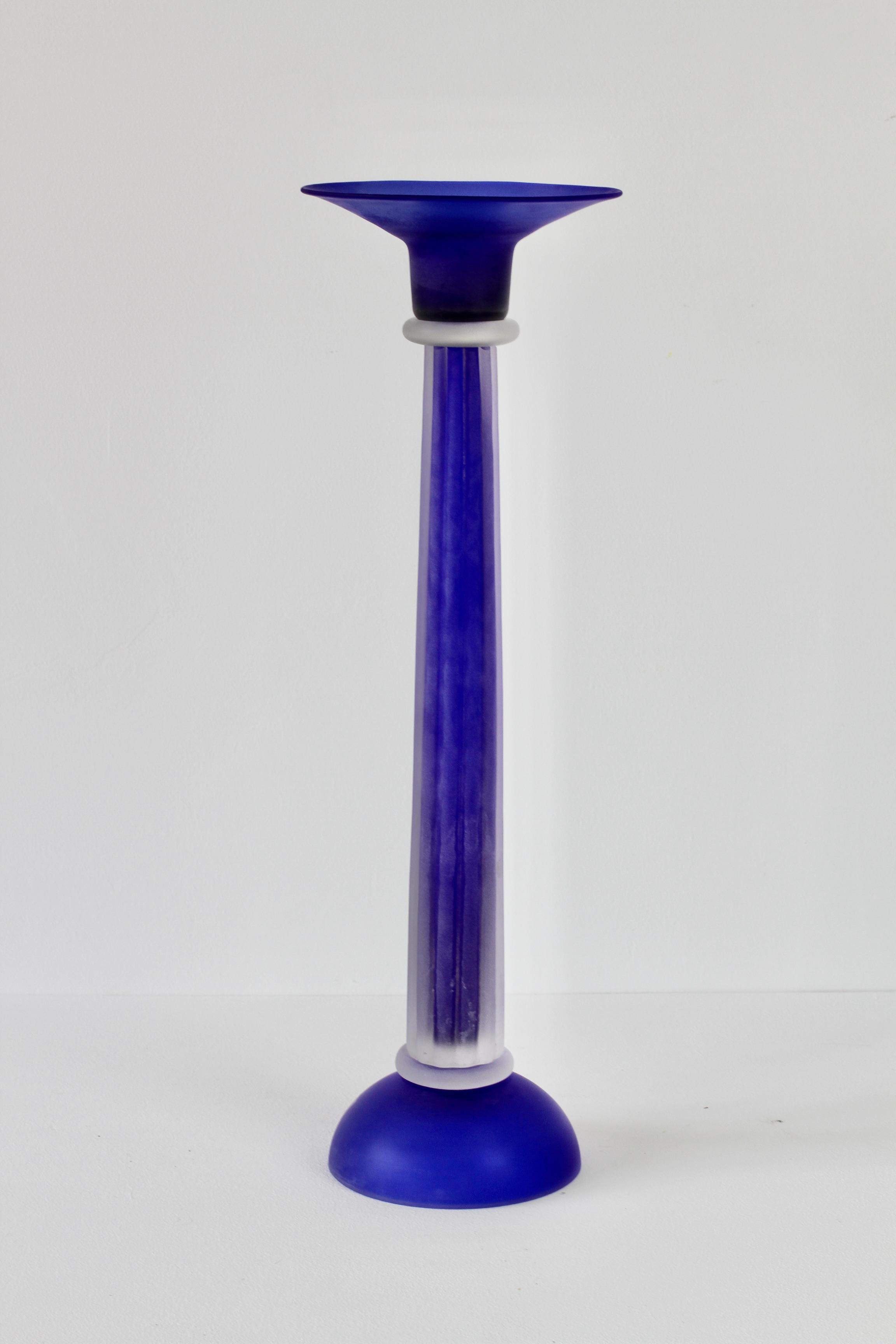 Huge Cobalt Blue Venetian Murano Glass Candlestick Holder by Cenedese In Excellent Condition For Sale In Landau an der Isar, Bayern